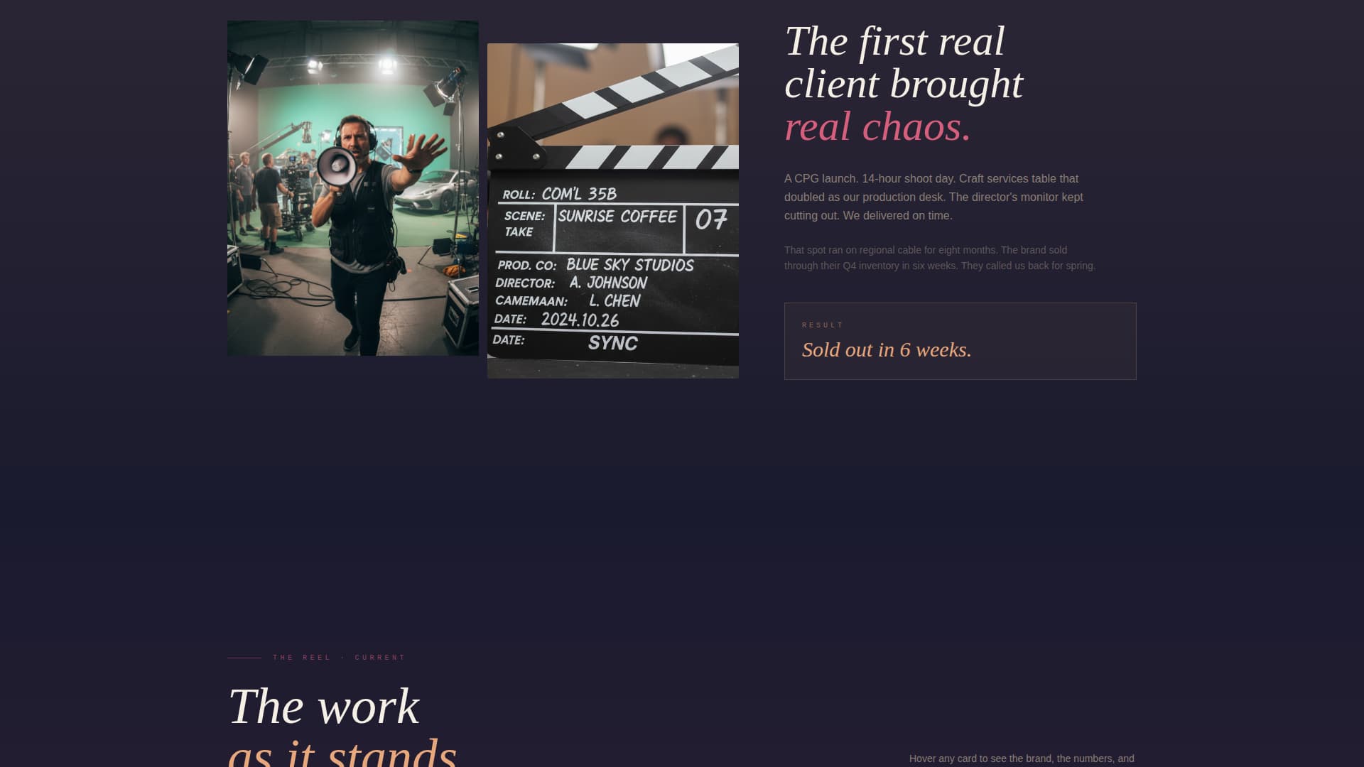 Capture — Award-Winning Film Production Landing Page Template