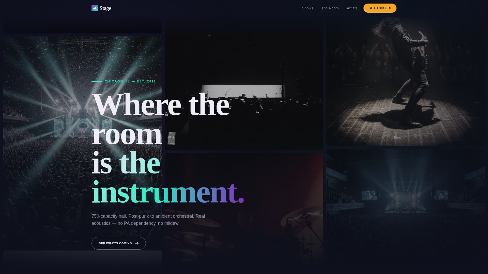 Stage - Electrifying Concerthall Landing Page Template