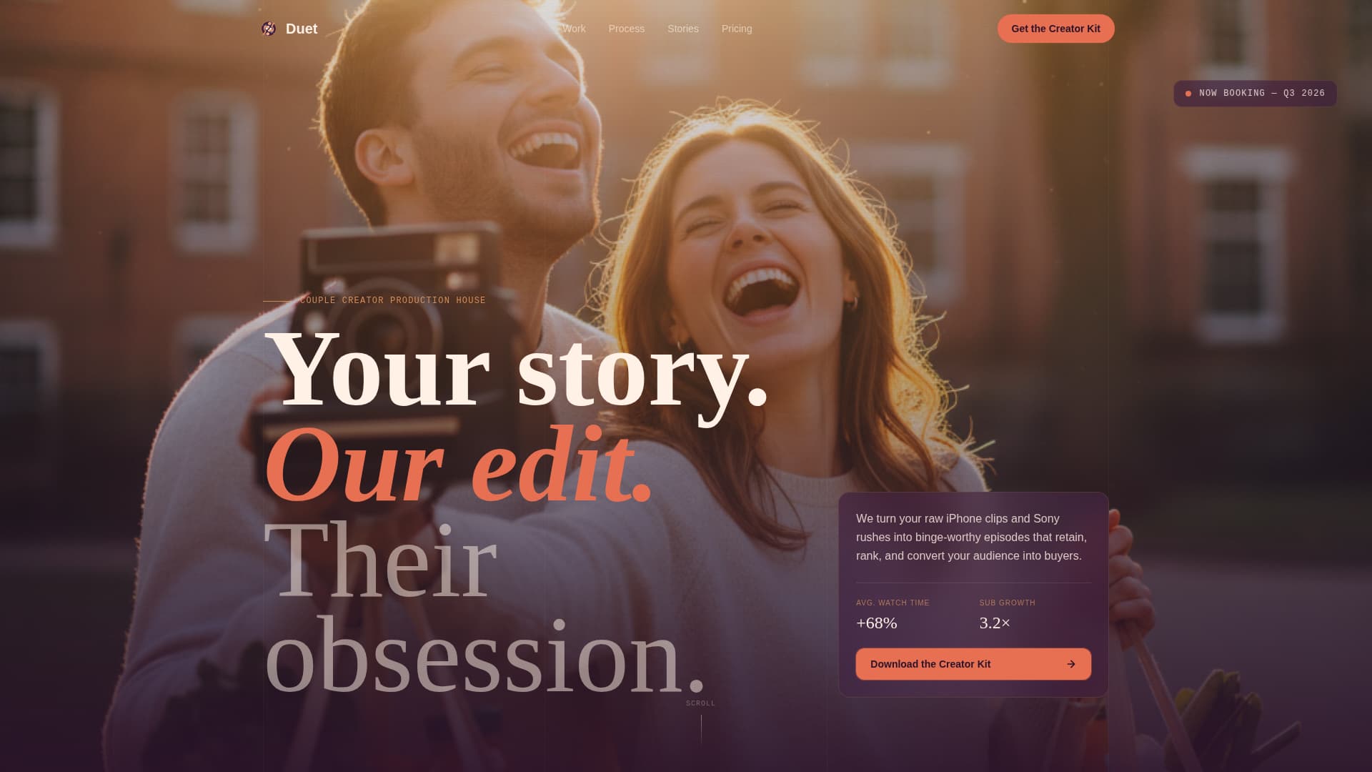 Duet - Cinematic Vlog Landing Page Template