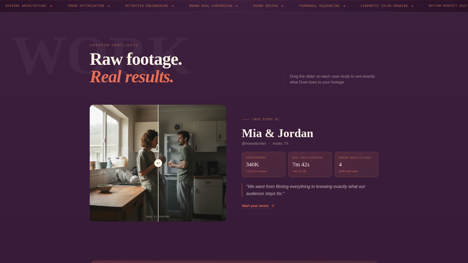 Duet - Cinematic Vlog Landing Page Template