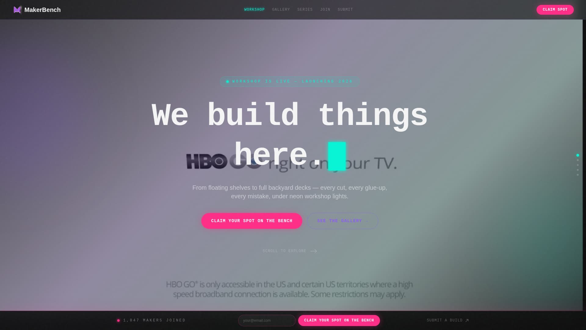 Makerbench - Electrifying DIY Landing Page Template
