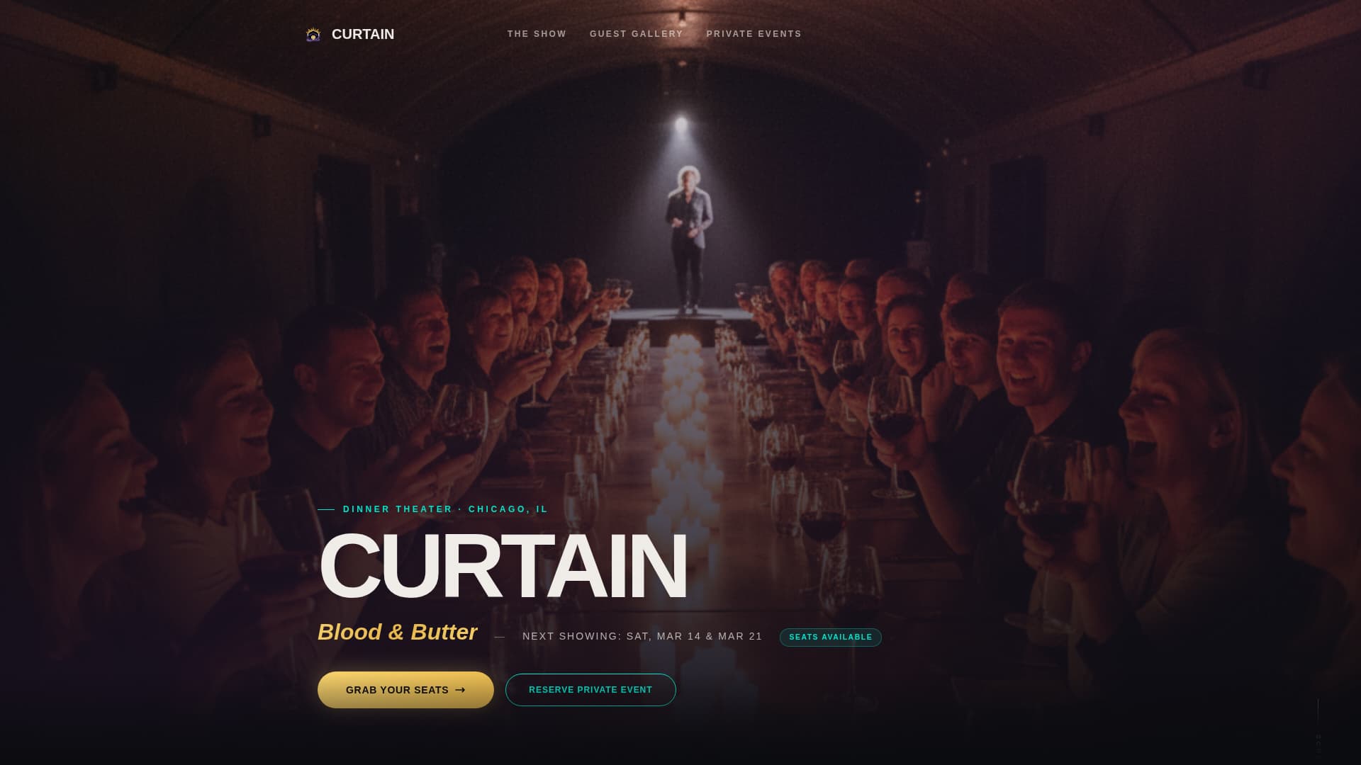 Curtain - Immersive Dinnertheater Landing Page Template