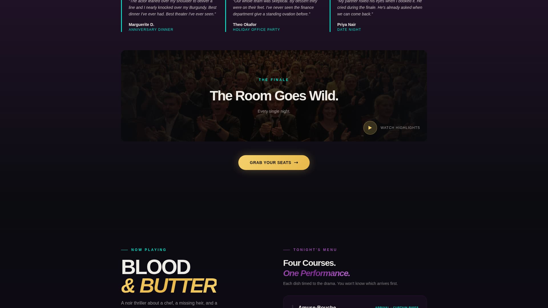 Curtain - Immersive Dinnertheater Landing Page Template
