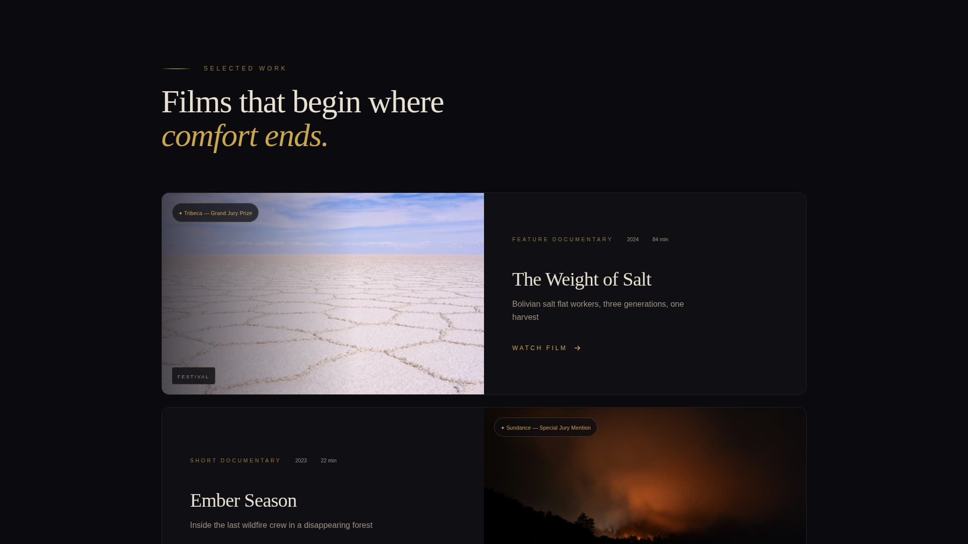 Reel - Cinematic Documentary Landing Page Template
