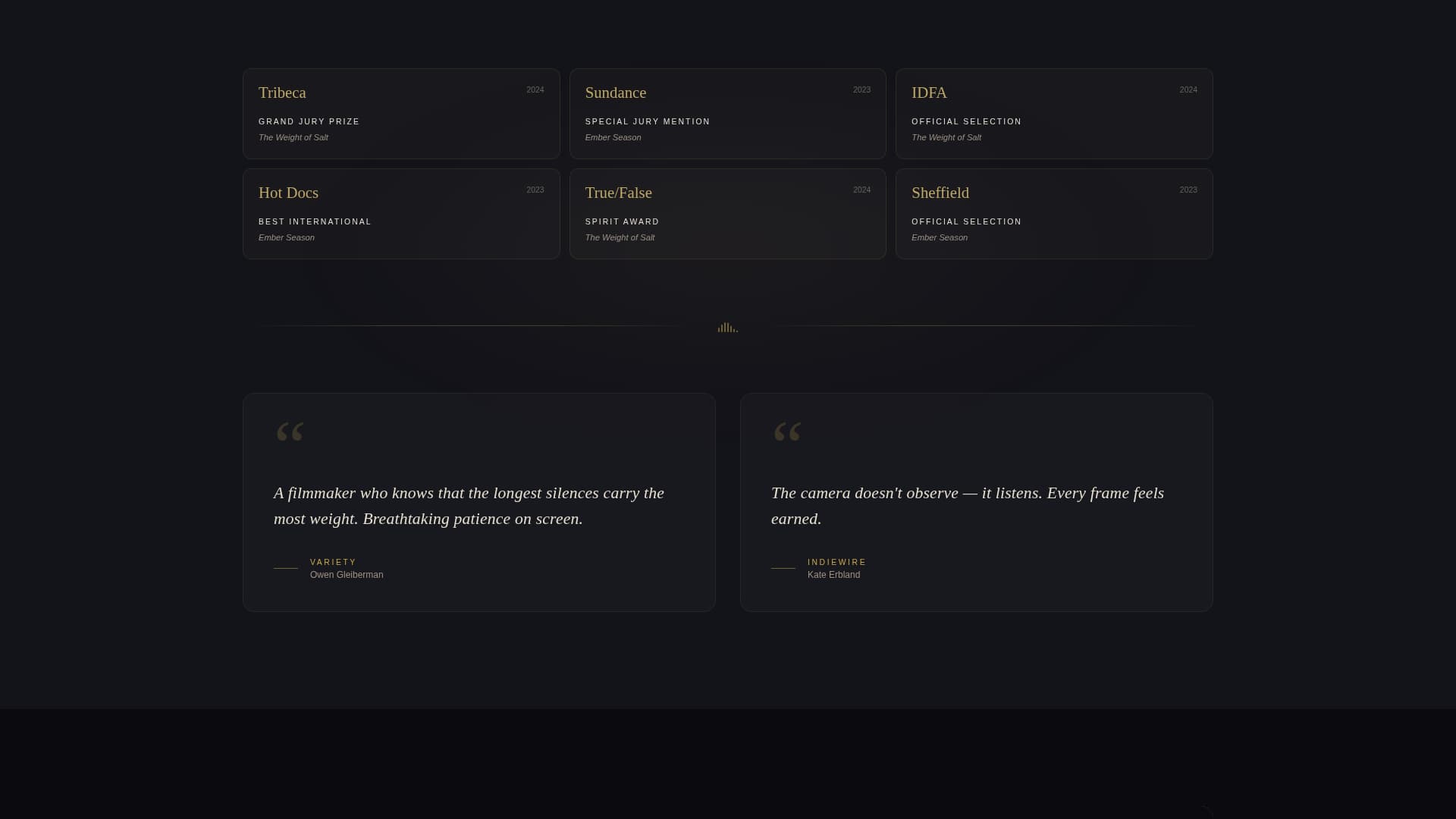 Reel - Cinematic Documentary Landing Page Template