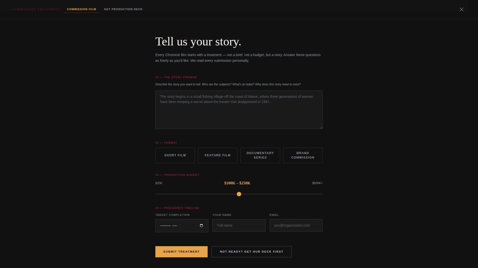 Chronicle - Cinematic Documentary Landing Page Template