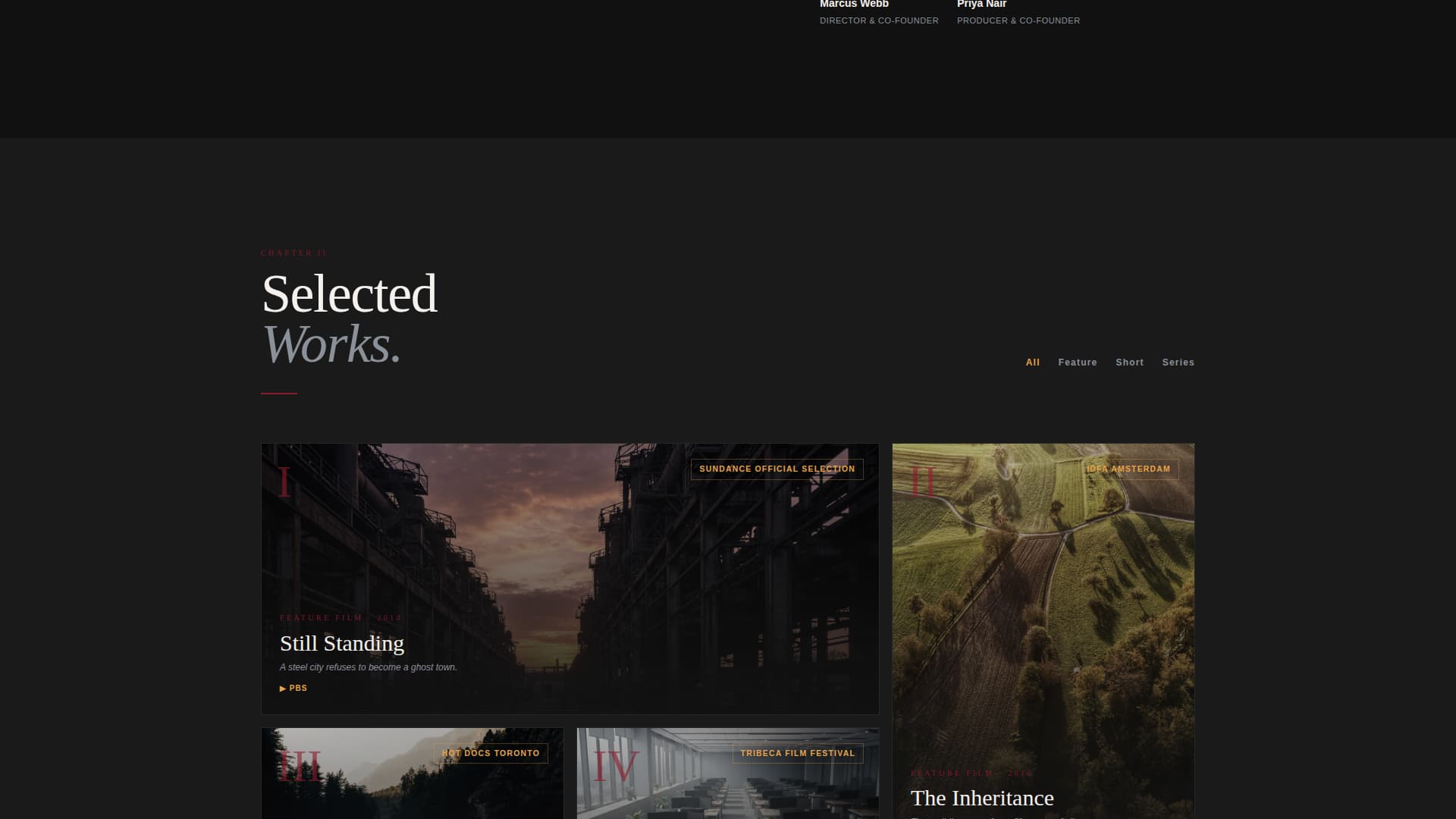 Chronicle - Cinematic Documentary Landing Page Template