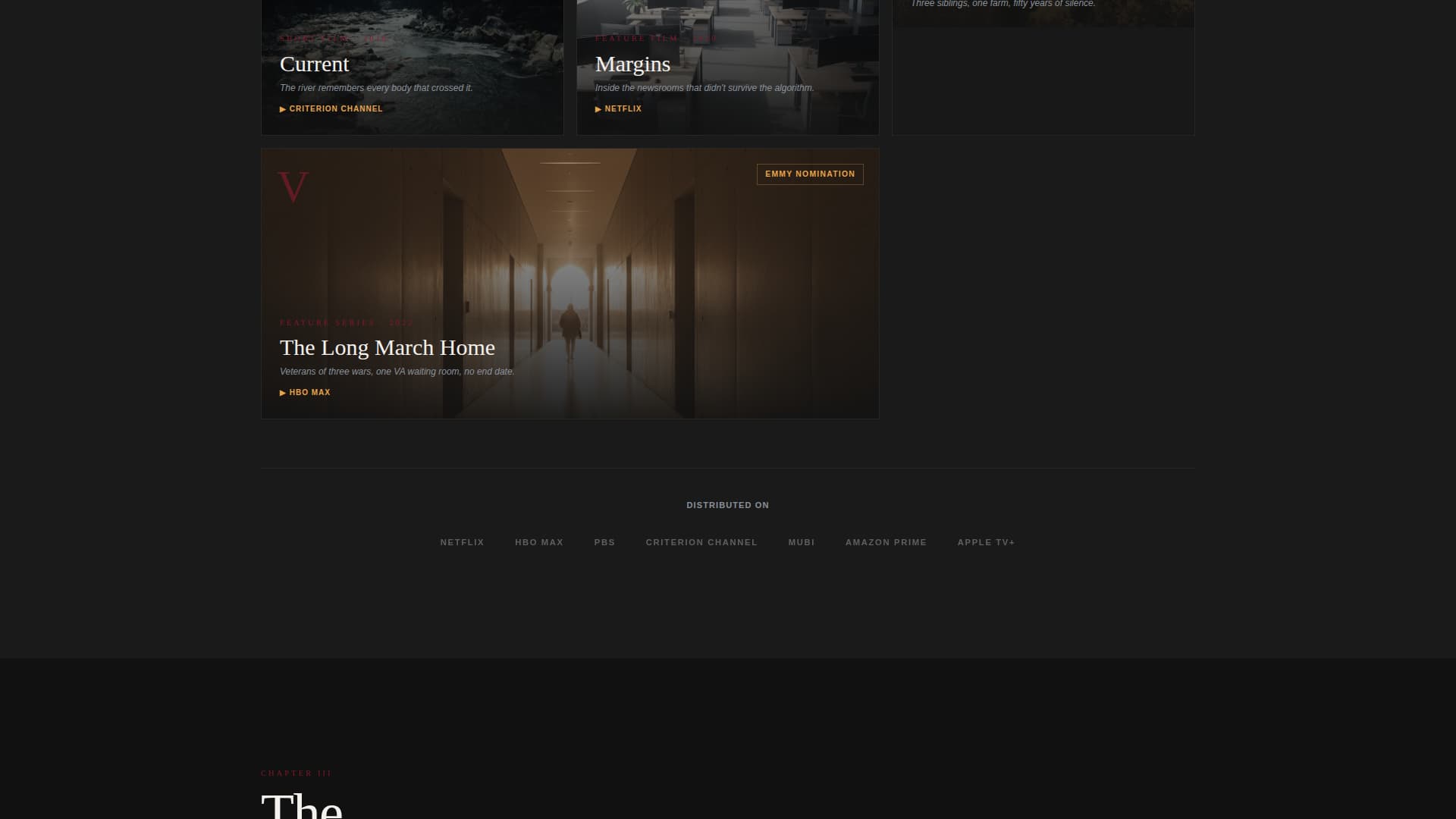 Chronicle - Cinematic Documentary Landing Page Template