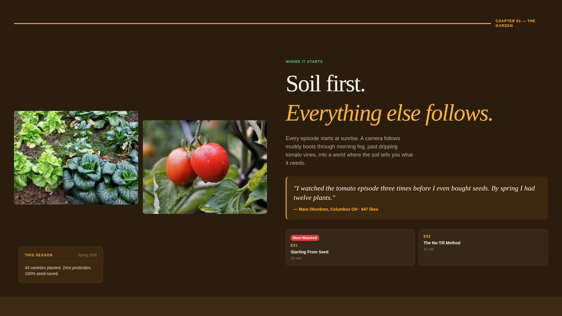 Homestead - Cinematic Farmvlog Landing Page Template