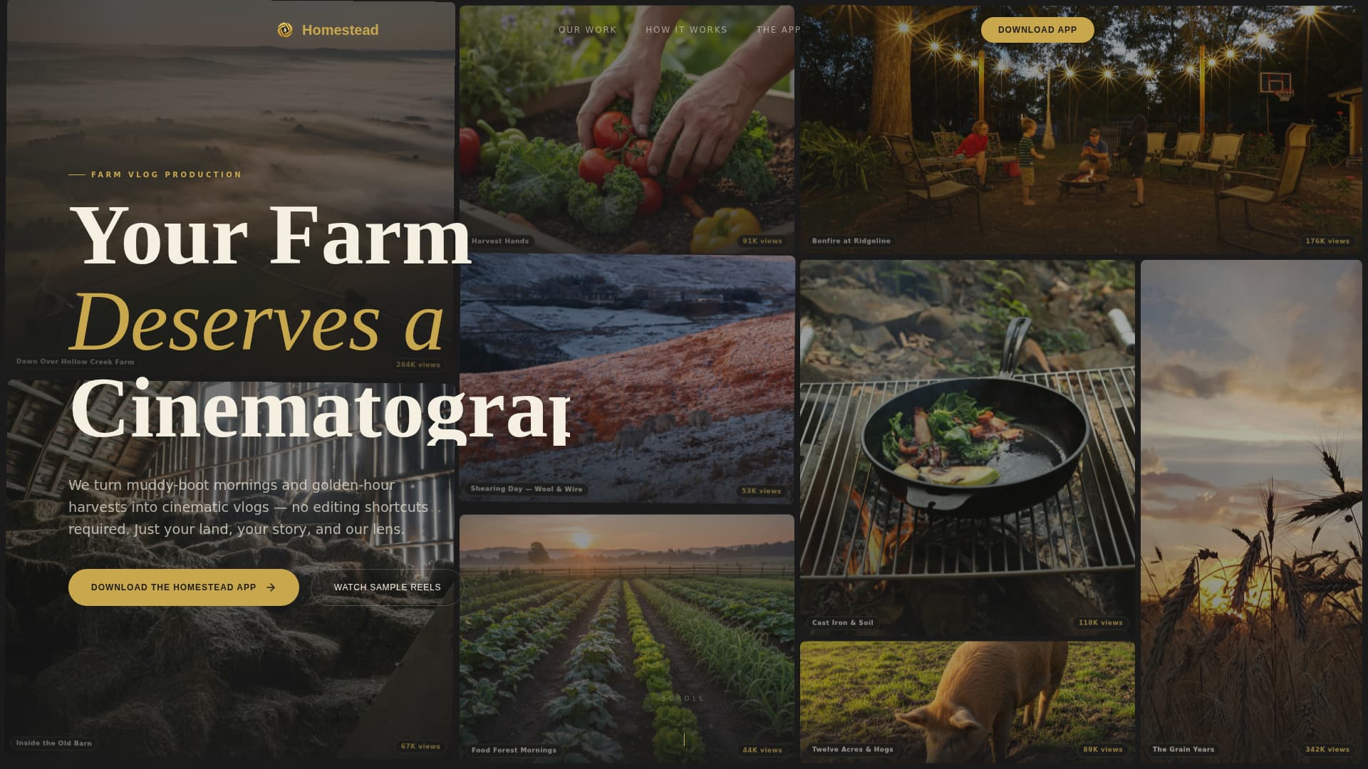 Homestead - Cinematic Farm Landing Page Template