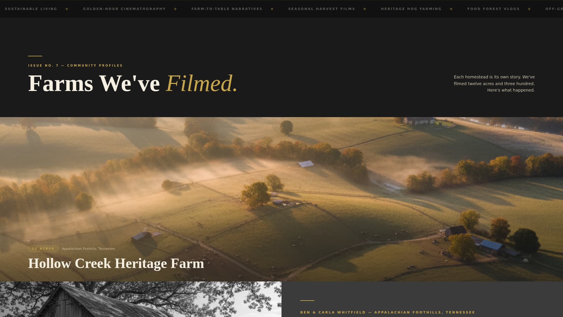 Homestead - Cinematic Farm Landing Page Template