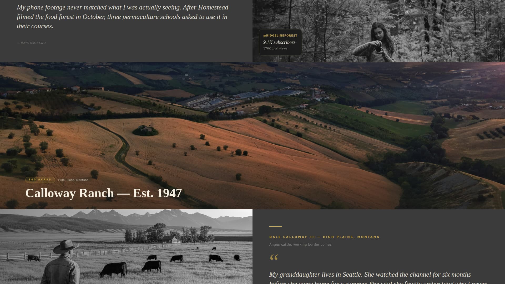 Homestead - Cinematic Farm Landing Page Template