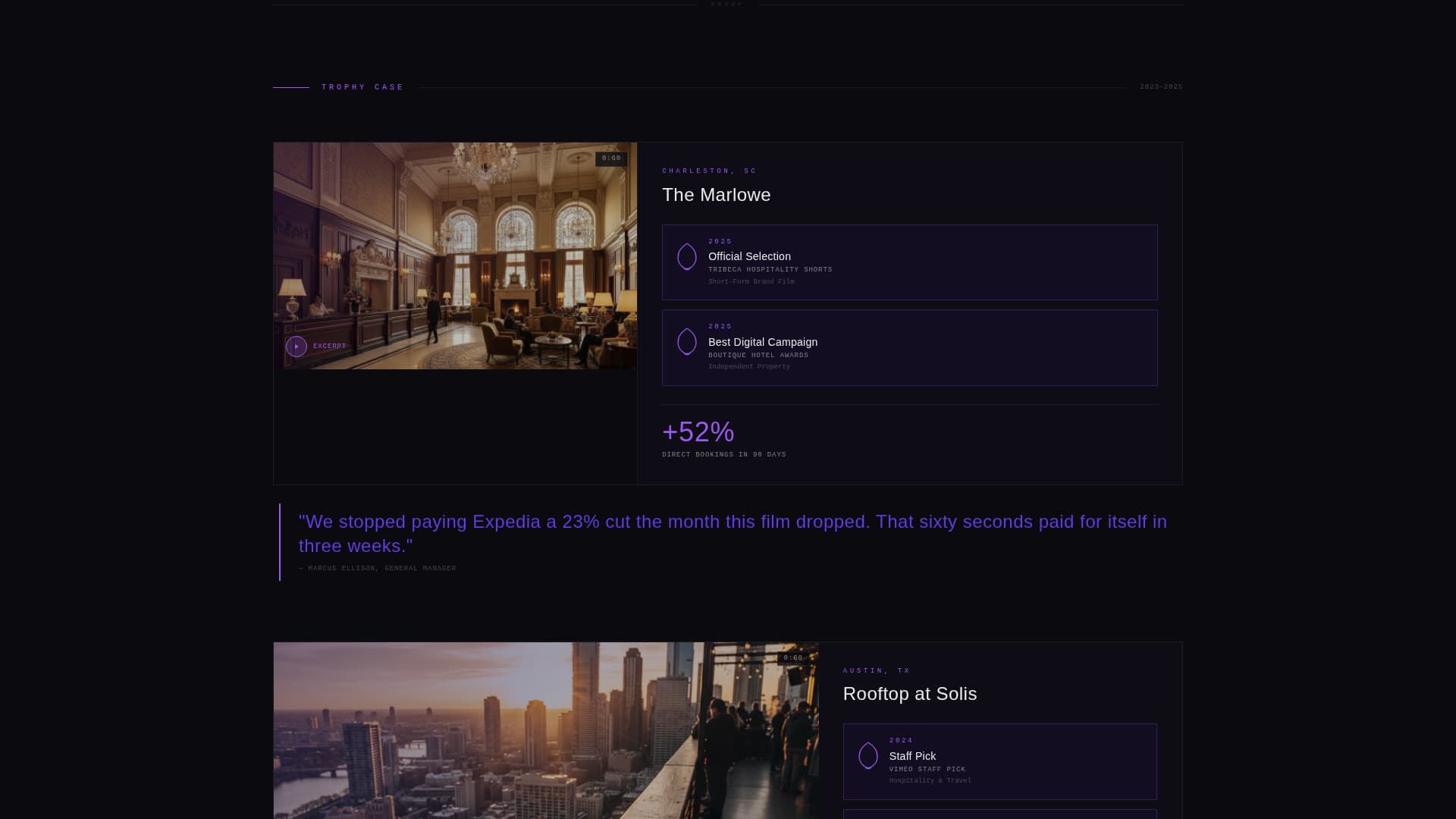 Slate - Awardwinning Hospitalityvideomarketing Landing Page Template