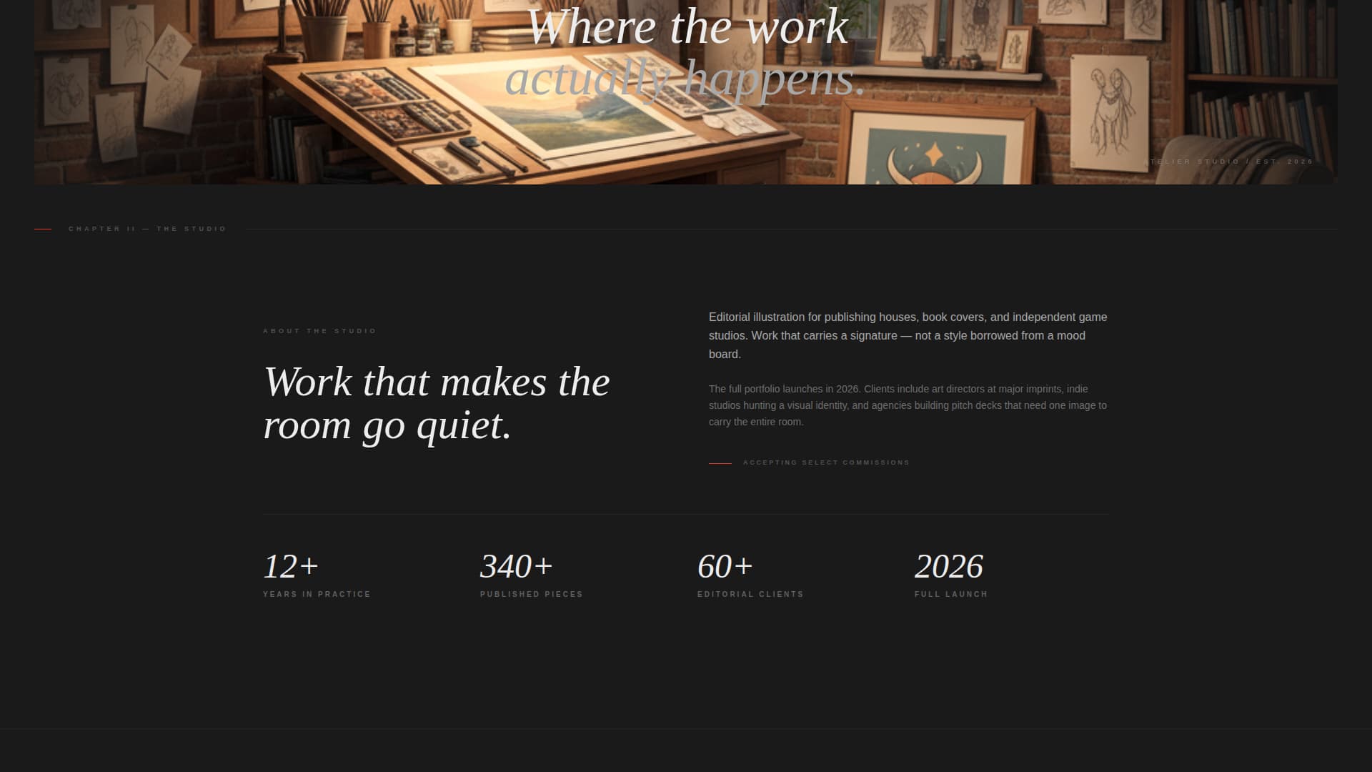 Atelier - Cinematic Illustrator Landing Page Template