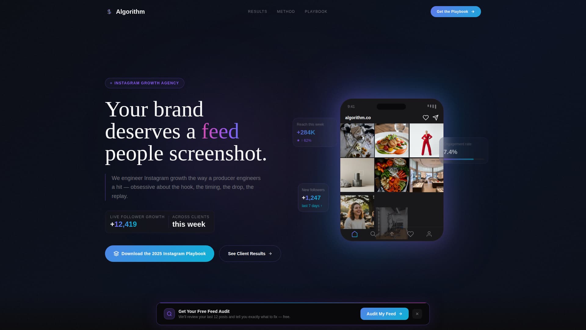 Algorithm - Magnetic Instagram Landing Page Template