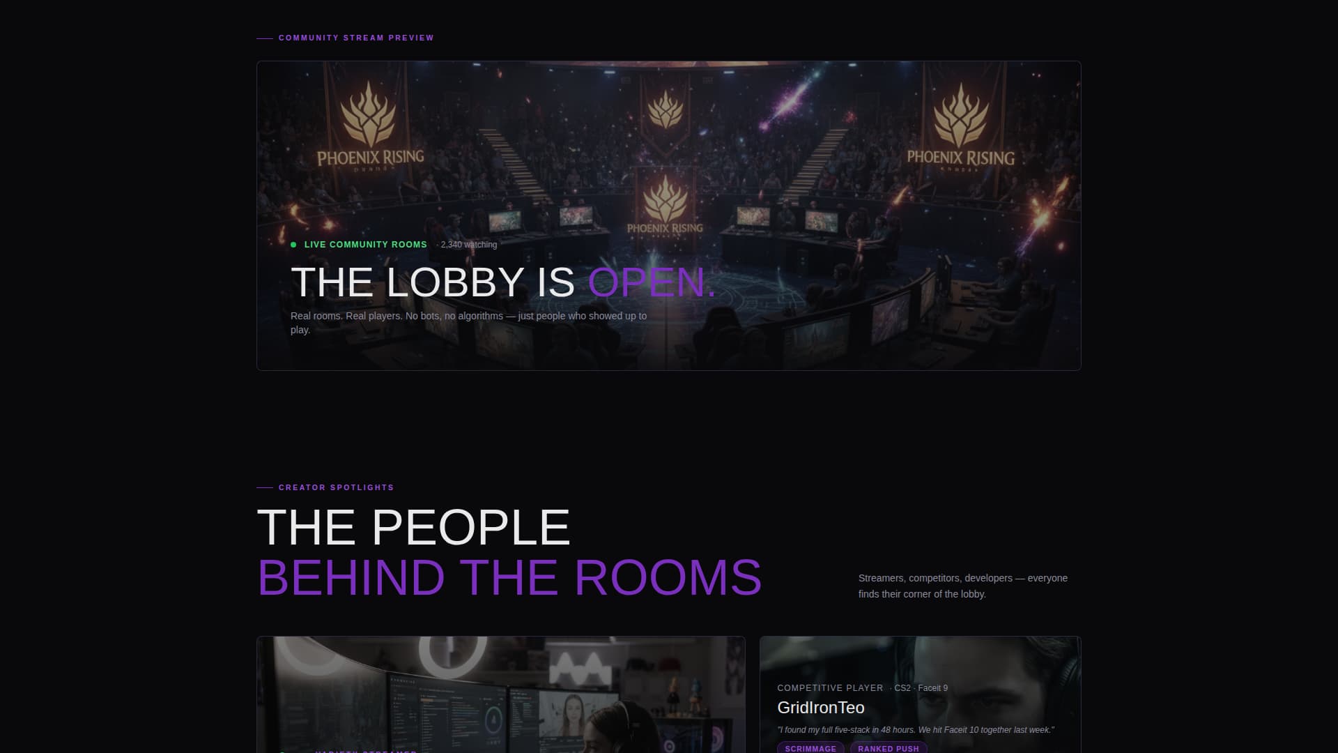 Lobby - Electric Gaming Landing Page Template