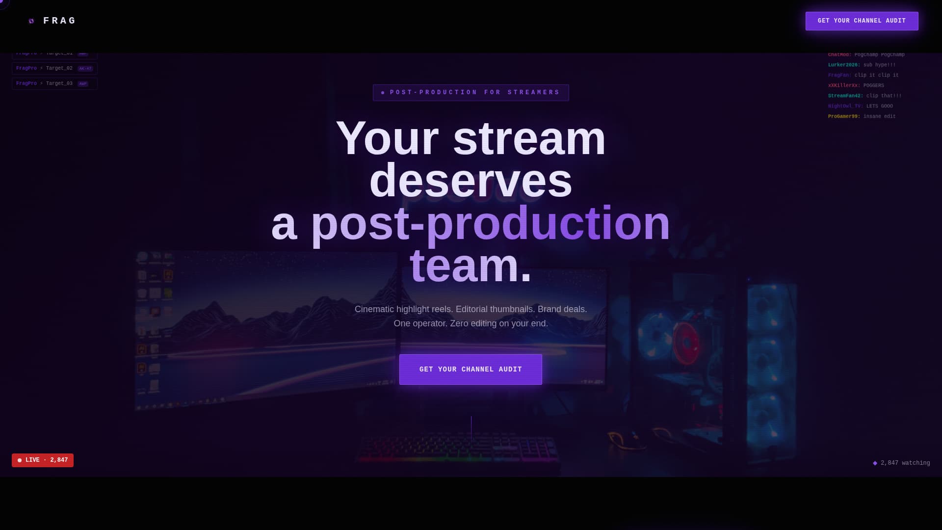 Frag - Cinematic Gaming Landing Page Template