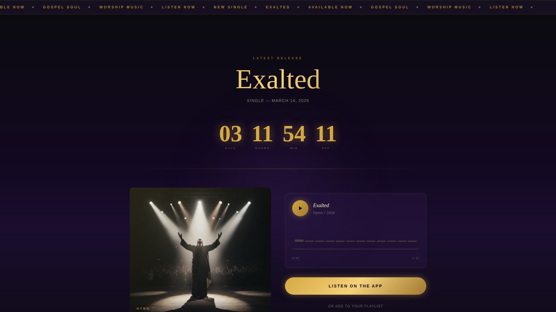 Hymn - Soulful Worship Landing Page Template