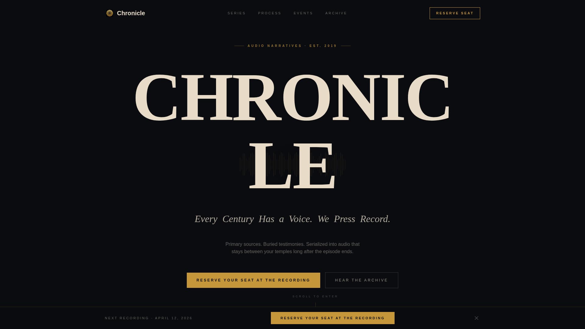 Chronicle - Captivating Historypodcast Landing Page Template