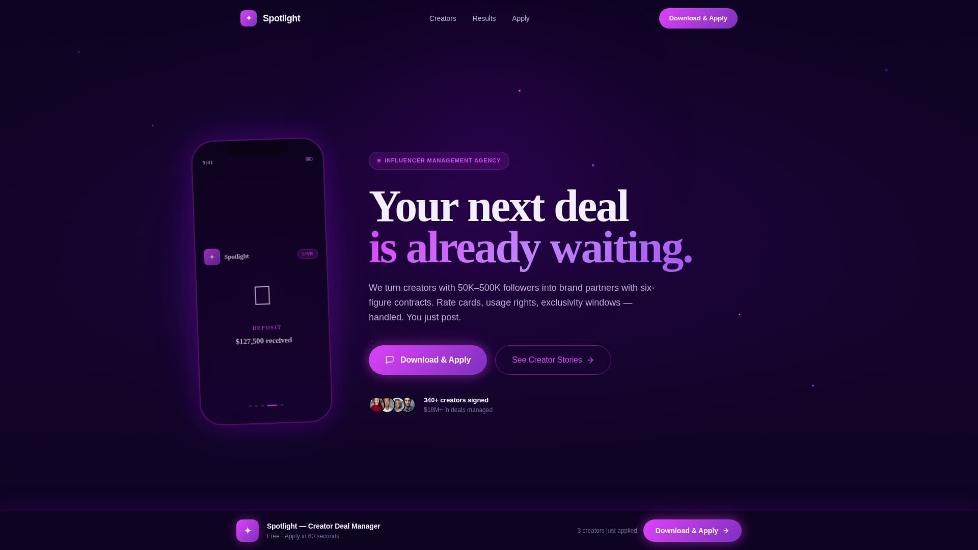 Spotlight - Electric Influencer Landing Page Template
