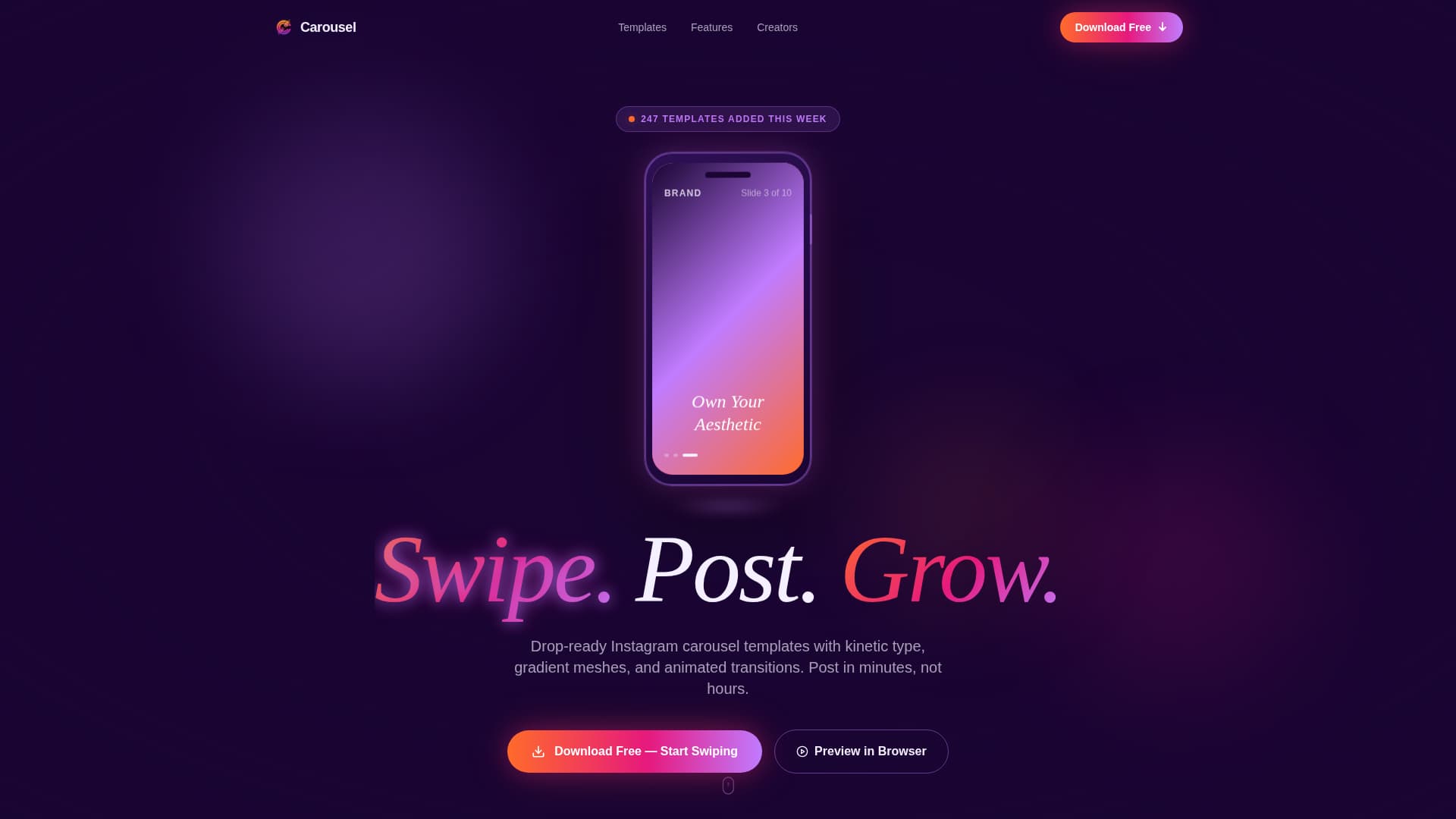 Carousel - Electric Instagram Landing Page Template