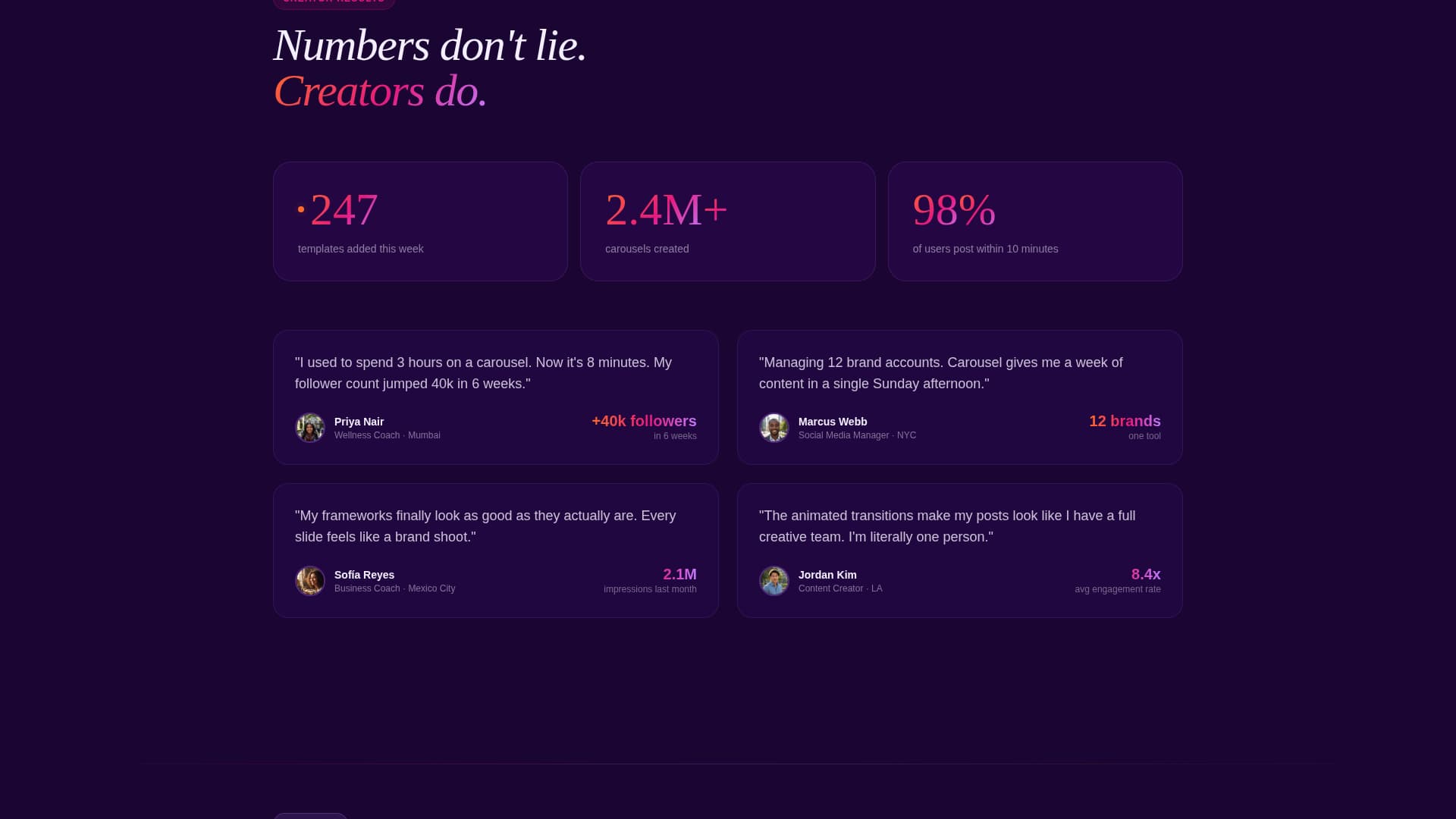 Carousel - Electric Instagram Landing Page Template