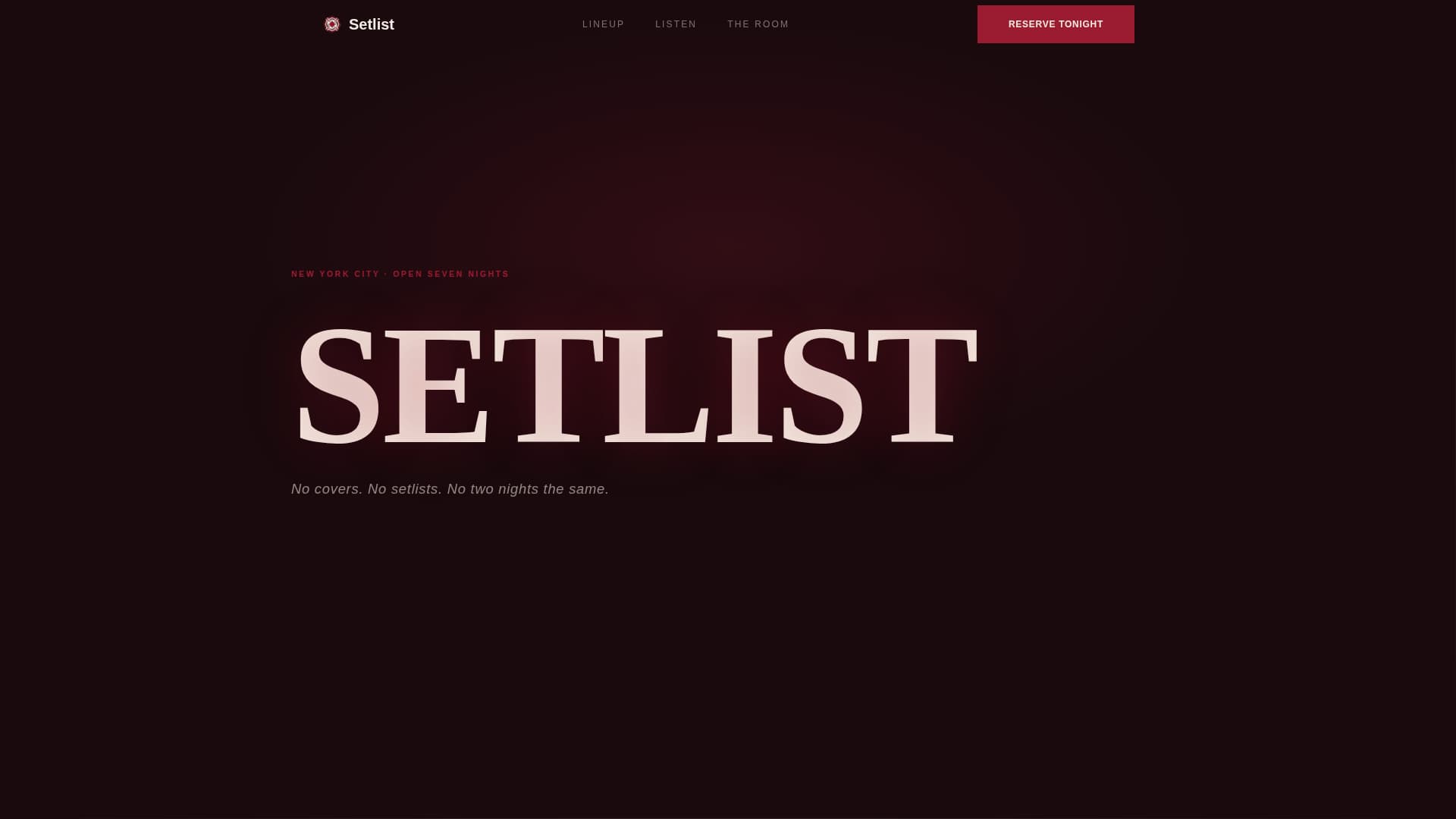 Setlist - Immersive Jazz Landing Page Template