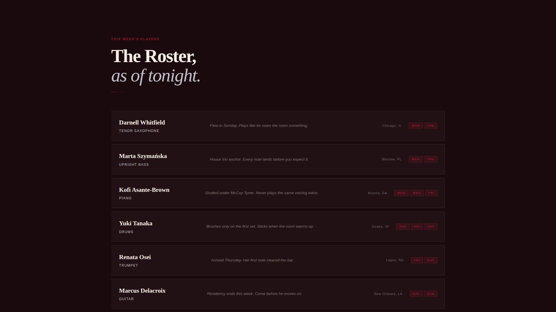 Setlist - Immersive Jazz Landing Page Template