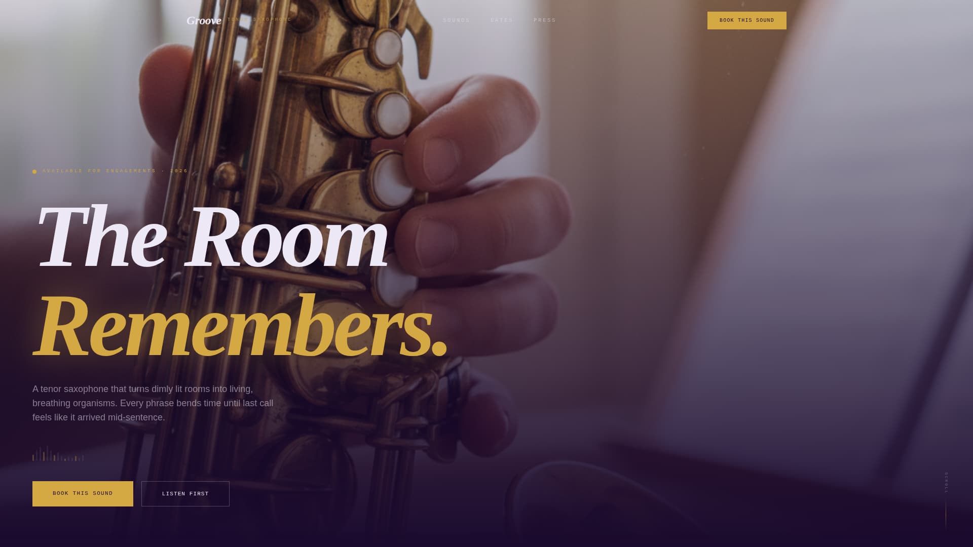 Groove - Immersive Jazz Landing Page Template