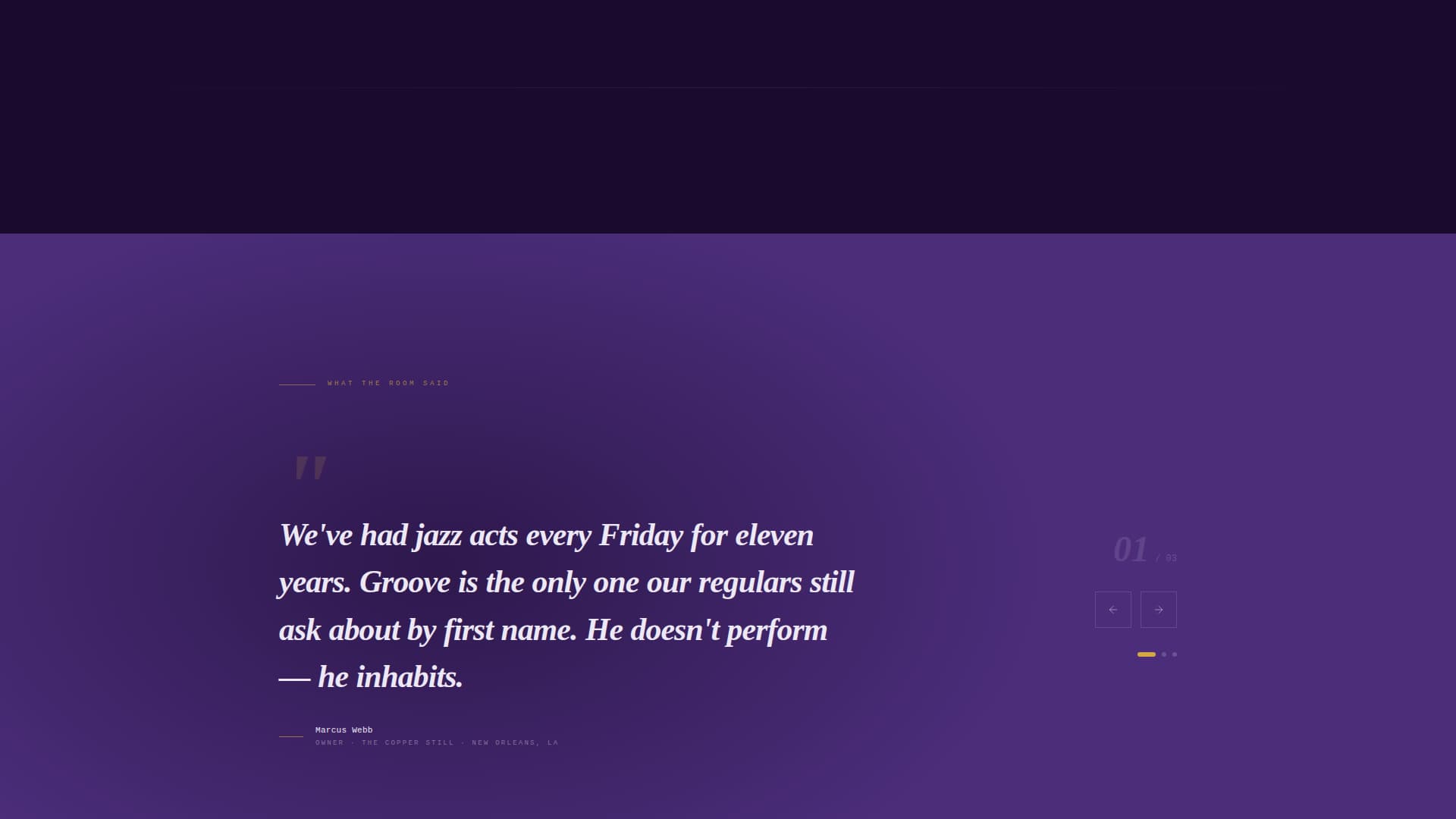 Groove - Immersive Jazz Landing Page Template
