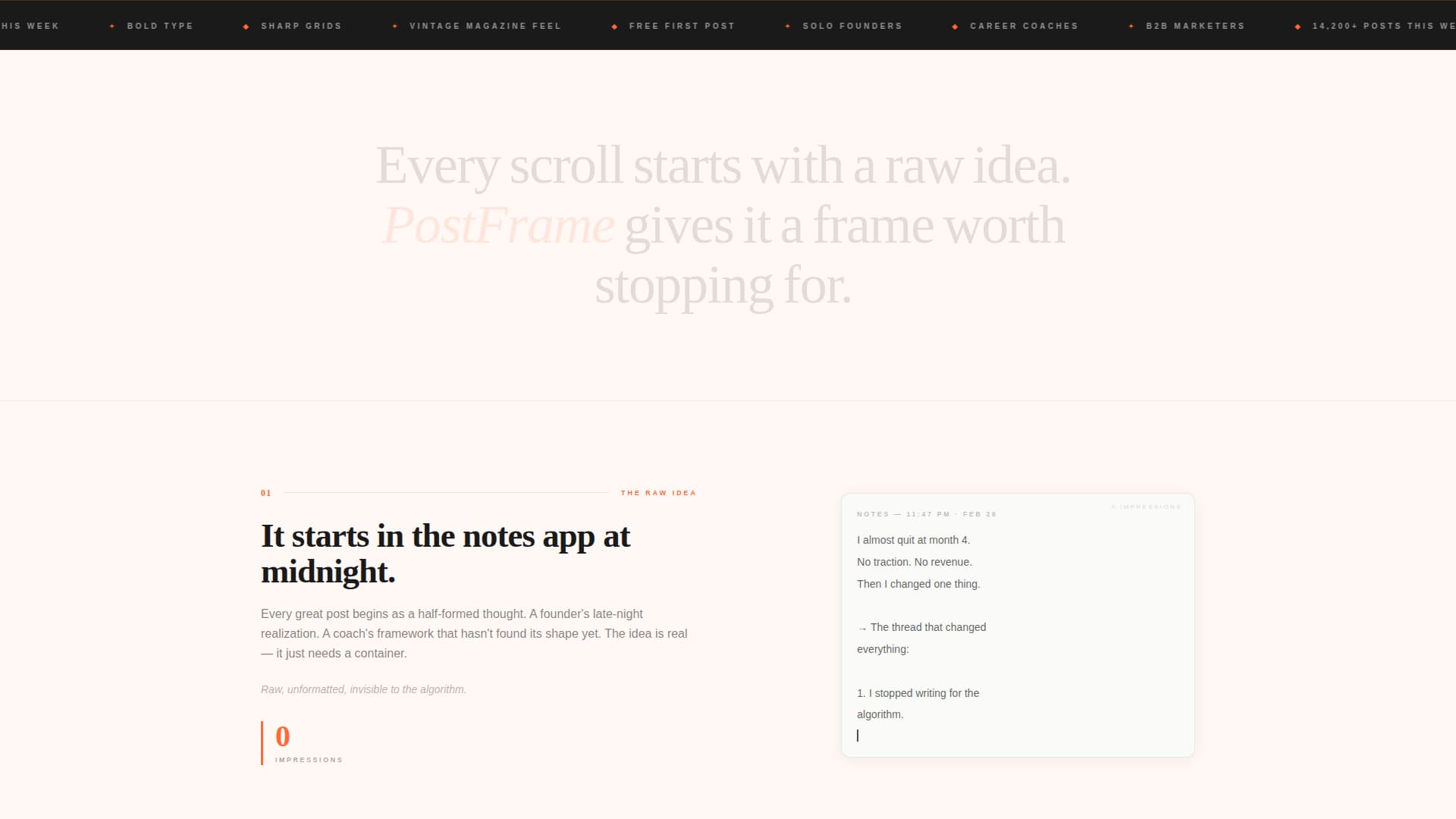 Postframe - Bold LinkedIn Landing Page Template