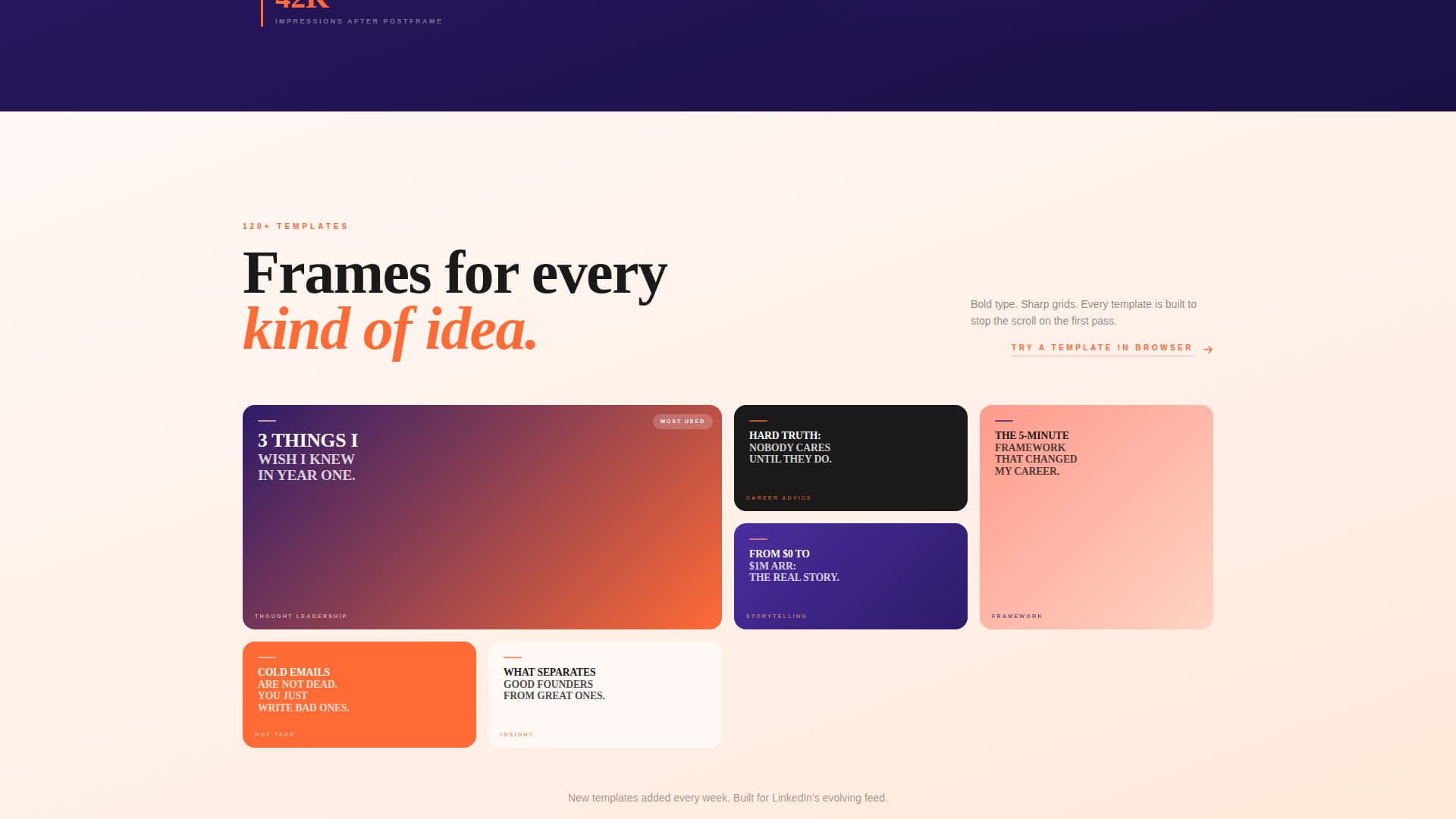 Postframe - Bold LinkedIn Landing Page Template
