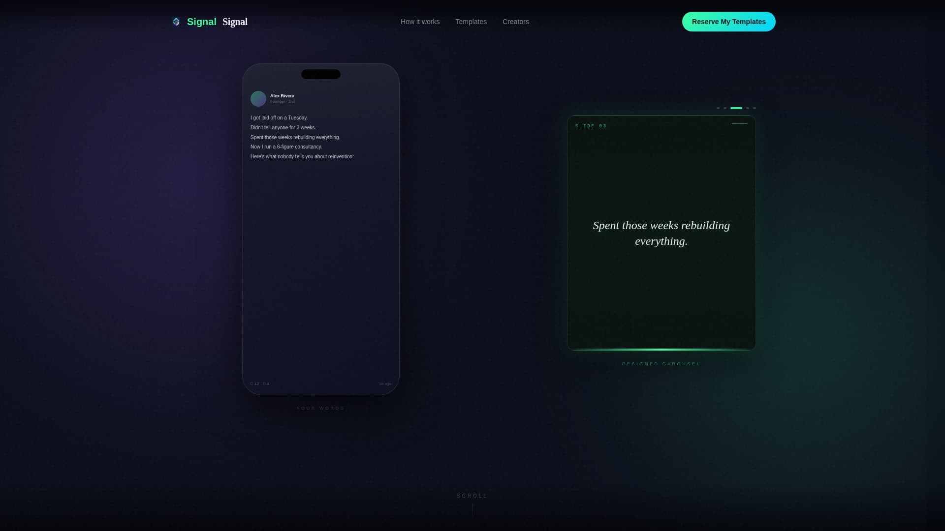 Signal - Cinematic LinkedIn Landing Page Template