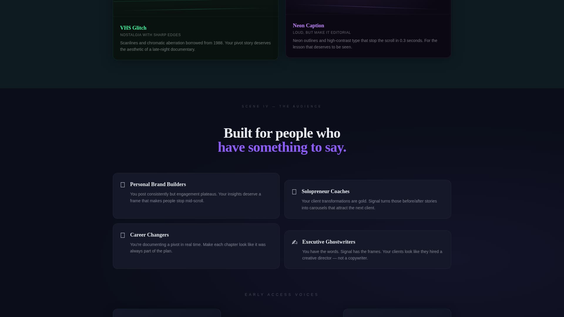Signal - Cinematic LinkedIn Landing Page Template