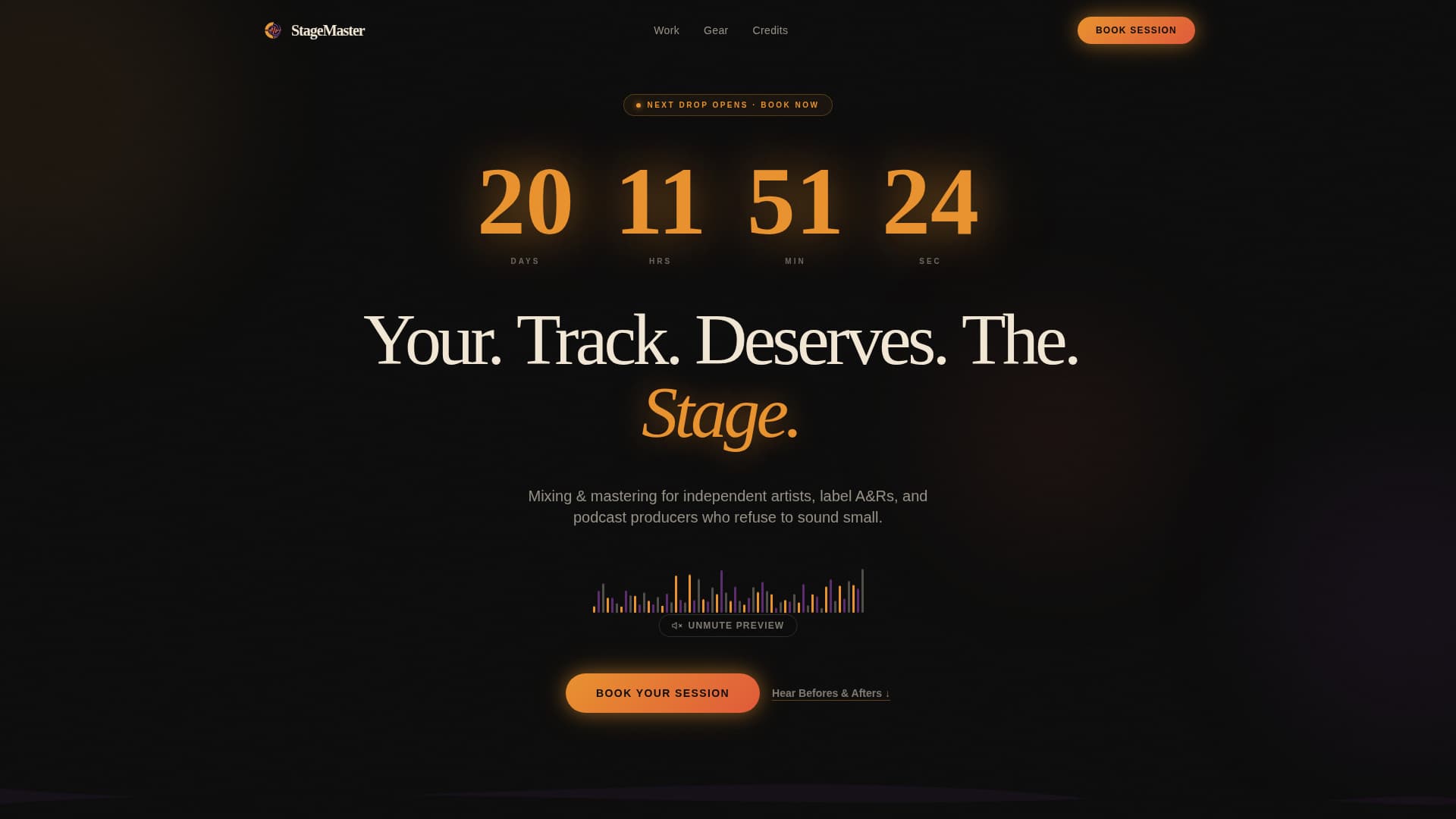 Stagemaster - Immersive Mixing Landing Page Template