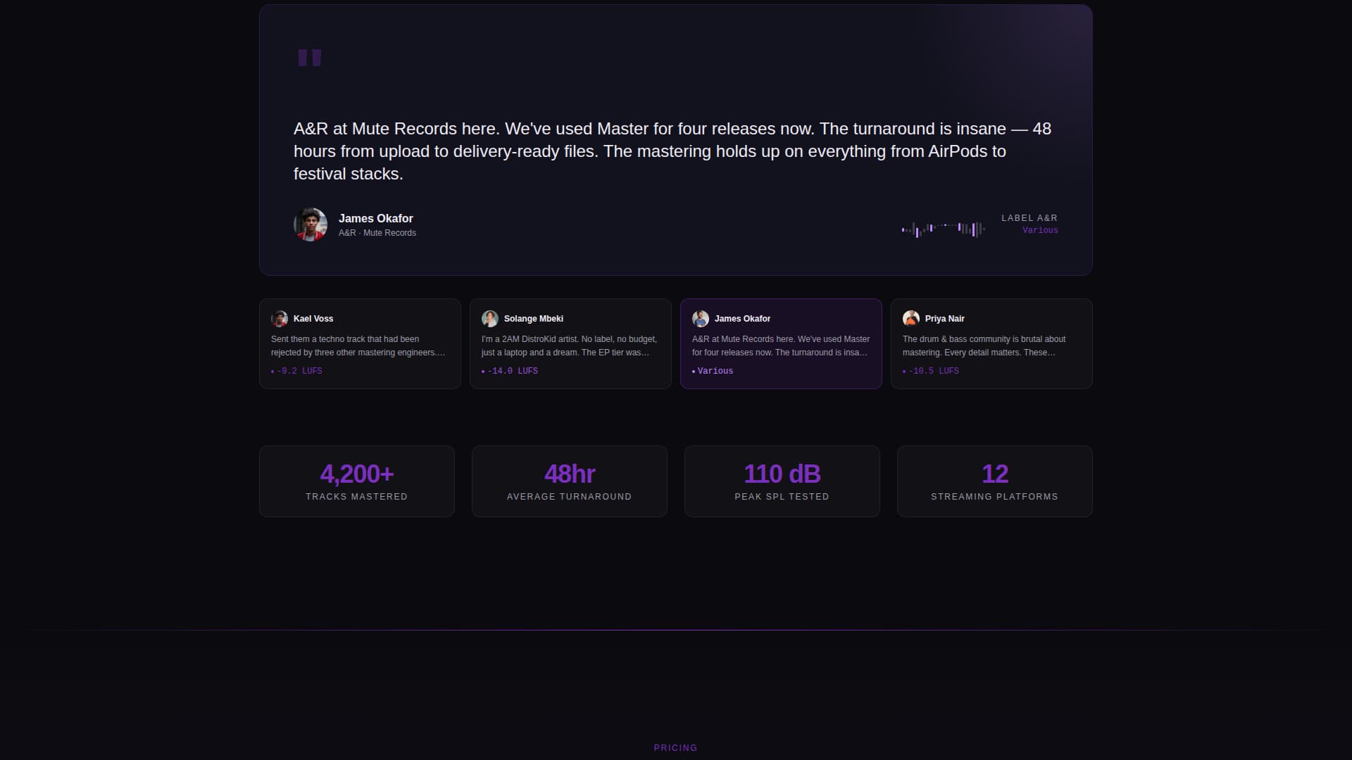 Master - Electrifying Mastering Landing Page Template