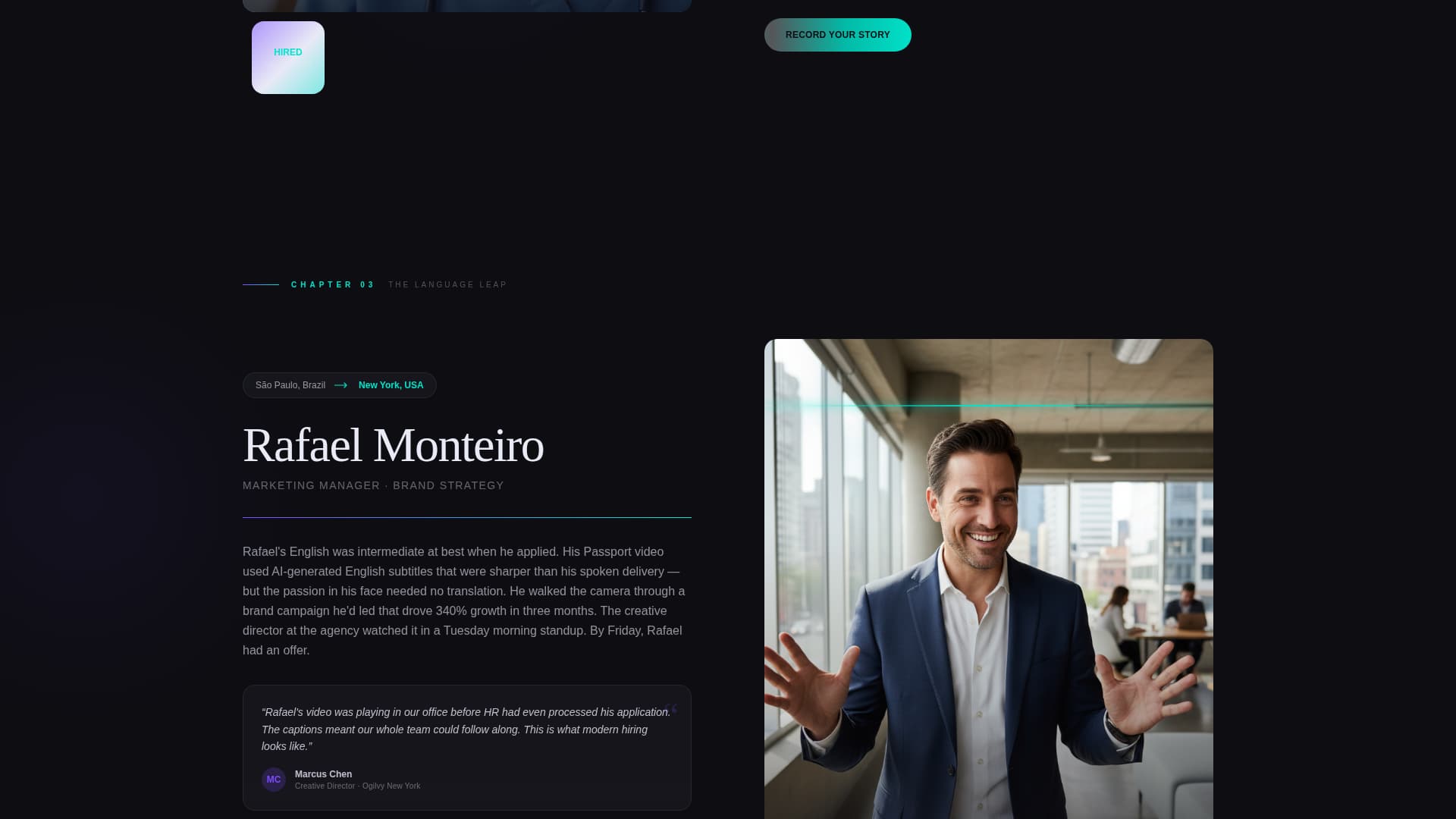 Passport - Cinematic Resume Landing Page Template