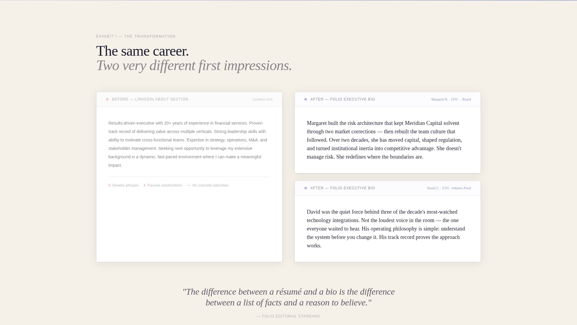Folio - Compelling Executive Landing Page Template