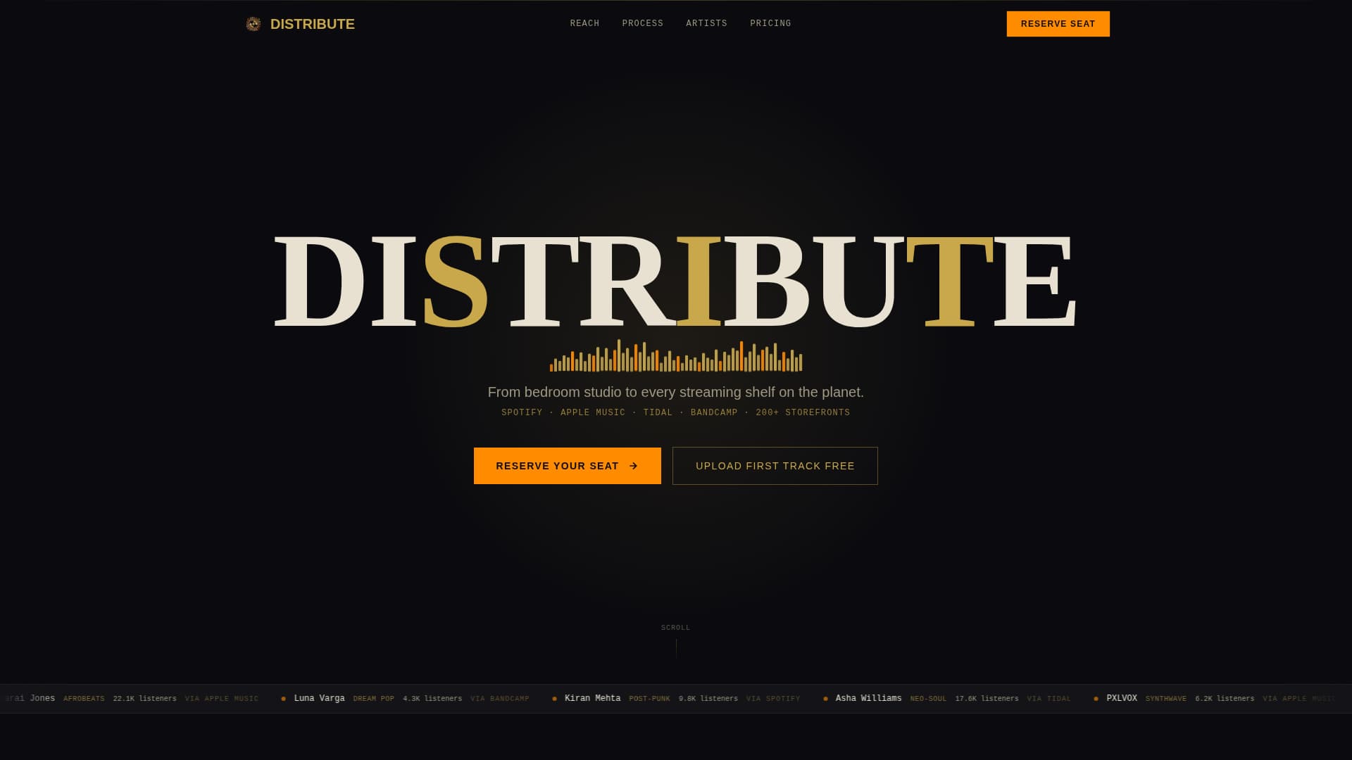 Distribute - Powerful Musicdistribution Landing Page Template