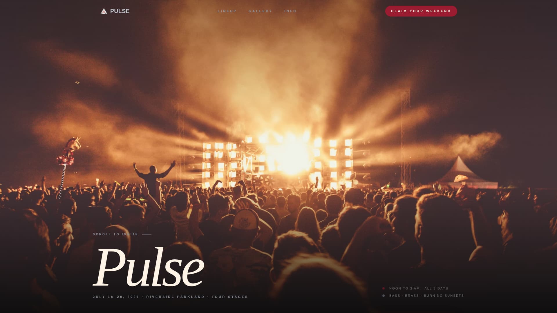 Pulse - Electric Festival Landing Page Template