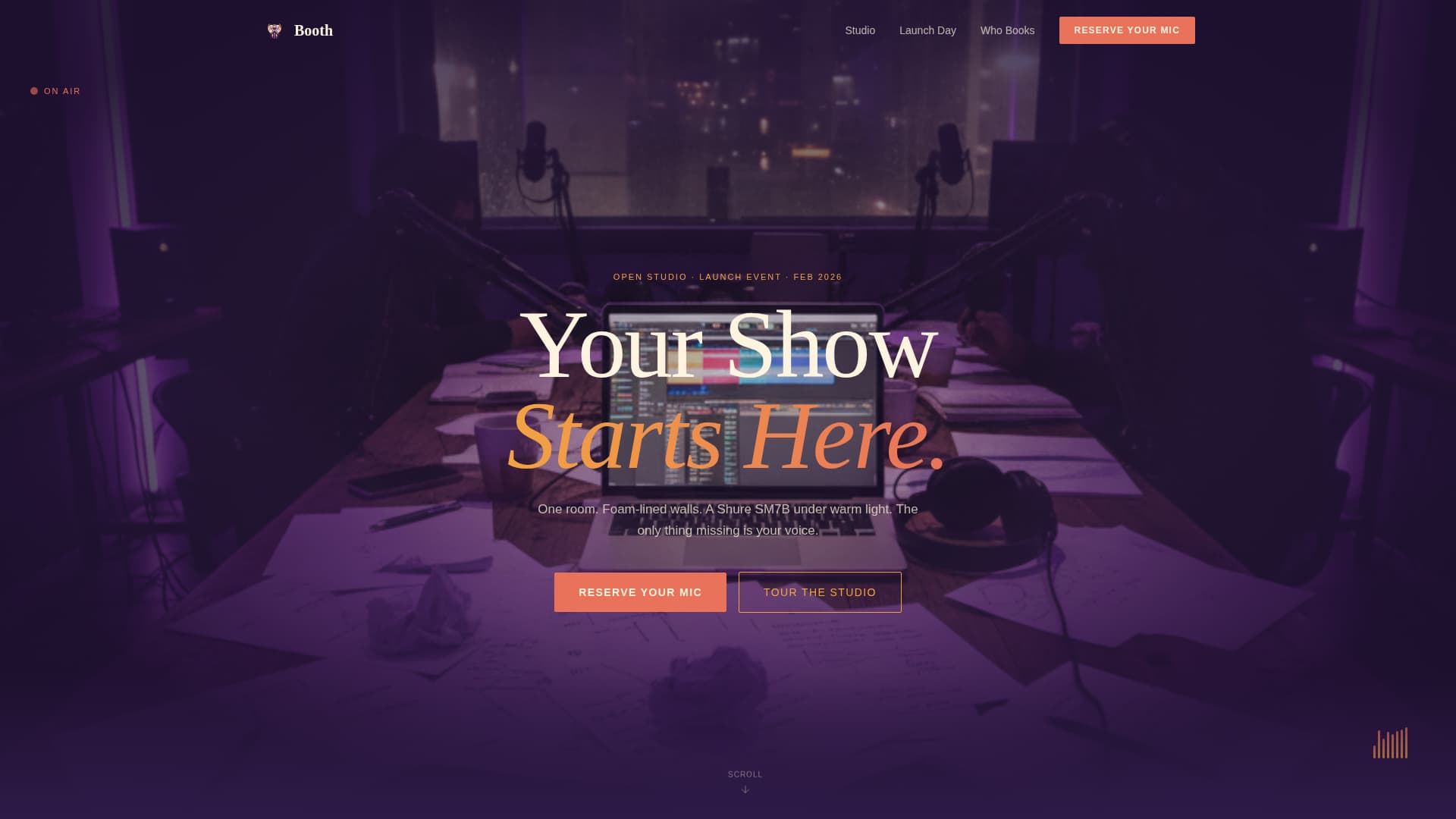 Booth - Electrifying Podcast Landing Page Template