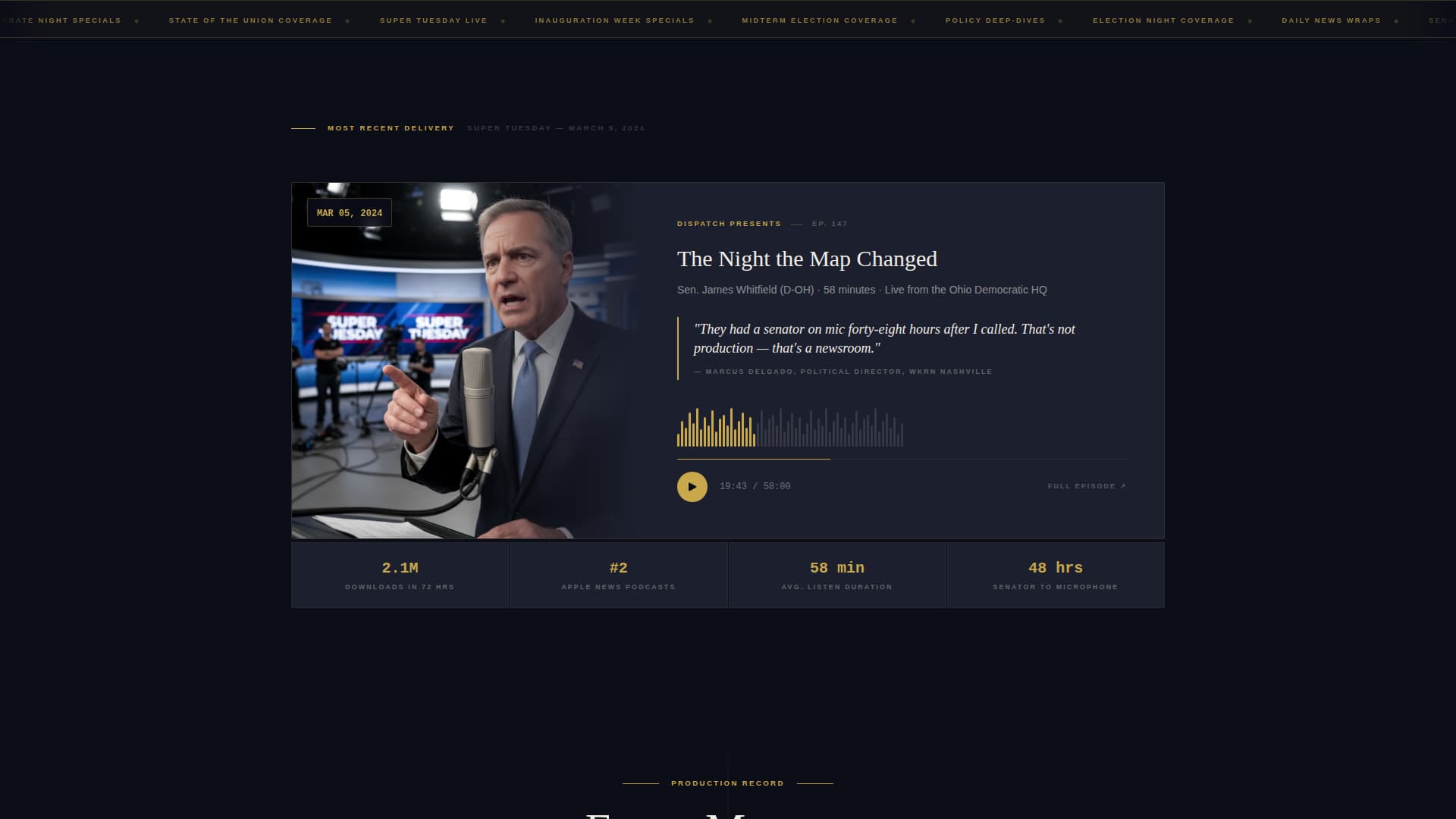 Dispatch - Authoritative Political Landing Page Template