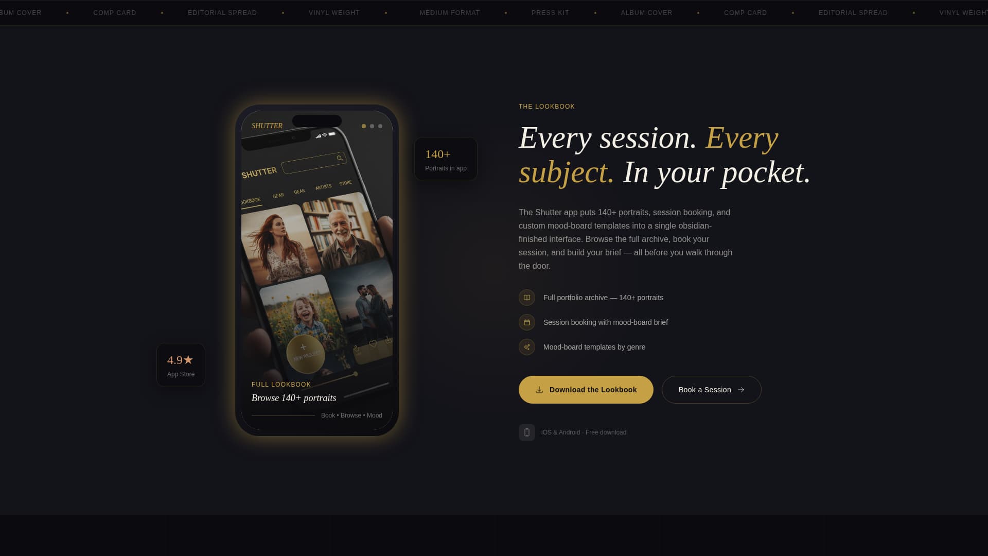 Shutter - Cinematic Portrait Landing Page Template
