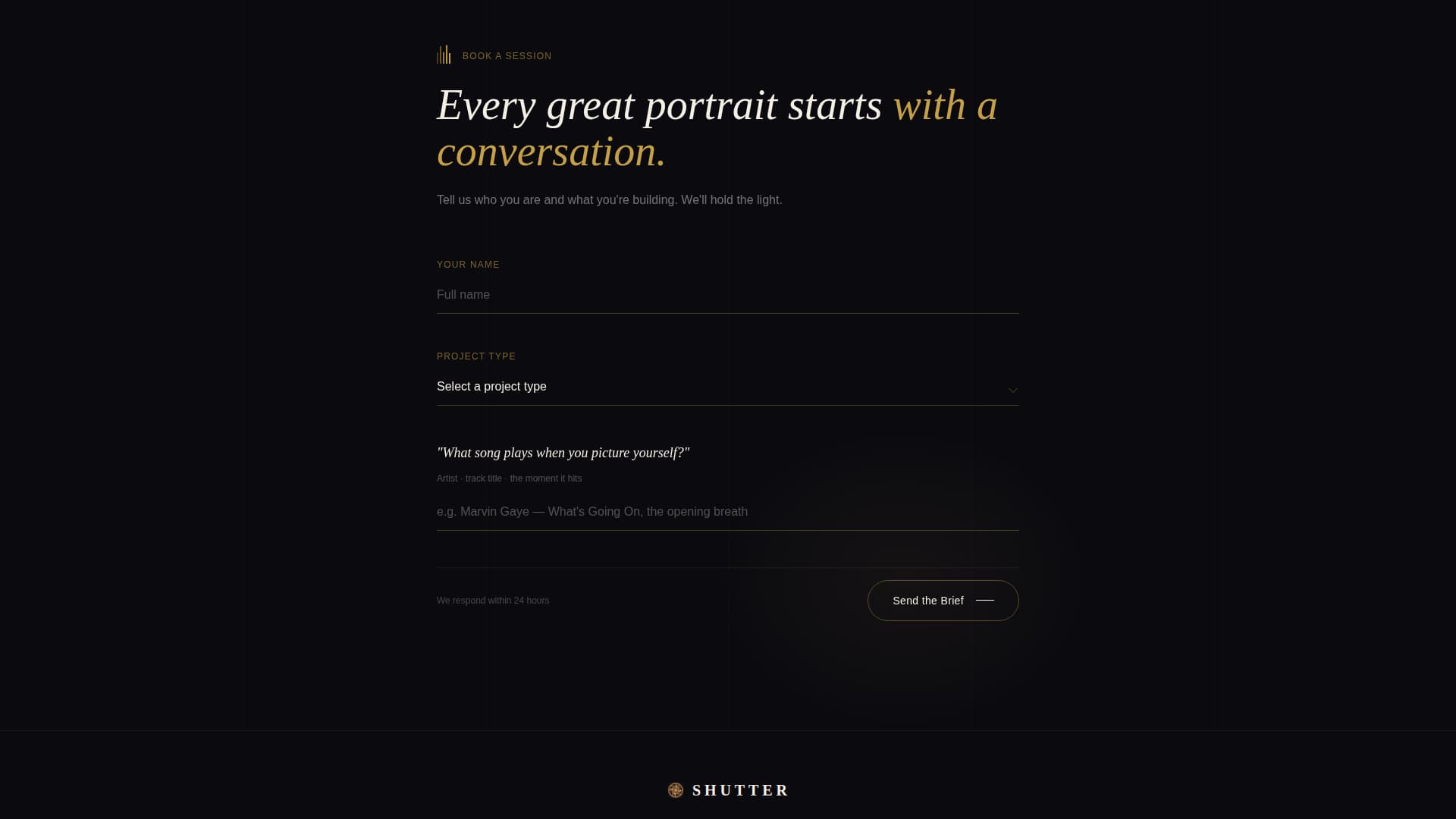 Shutter - Cinematic Portrait Landing Page Template