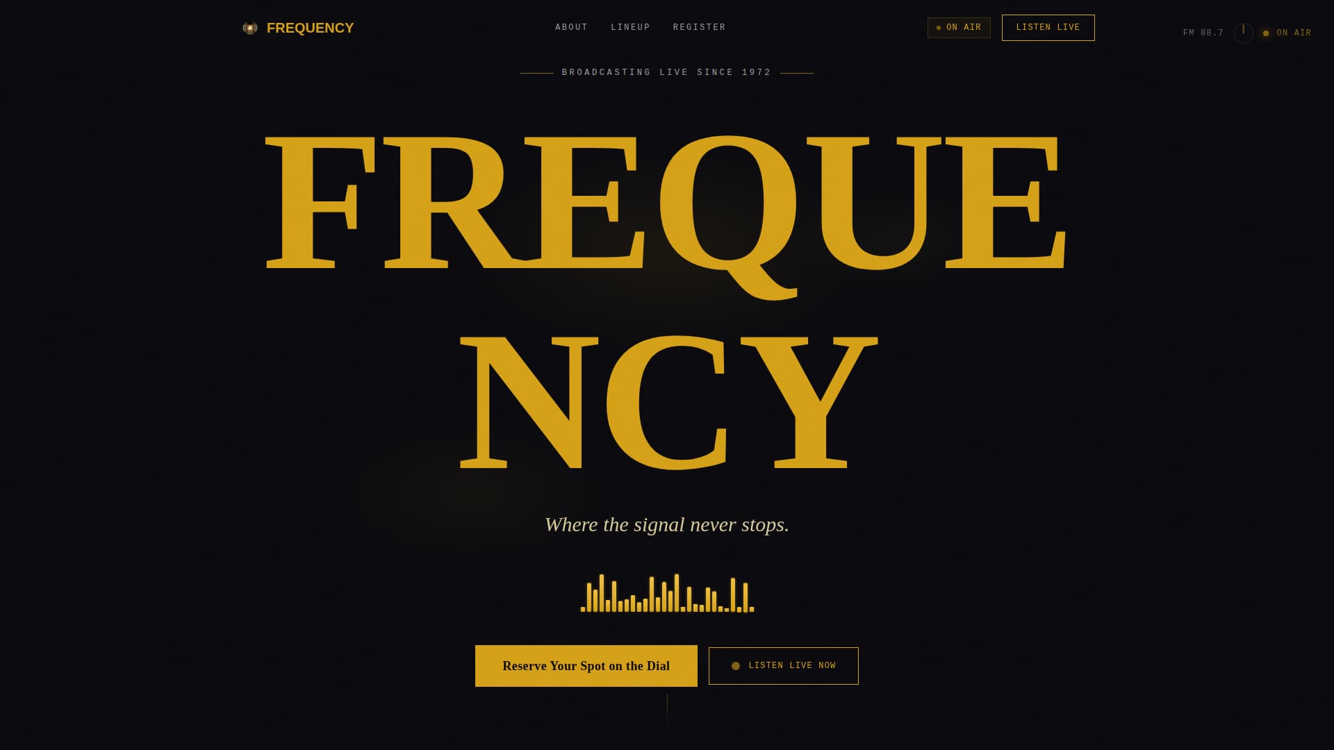 Frequency - Immersive Radio Landing Page Template