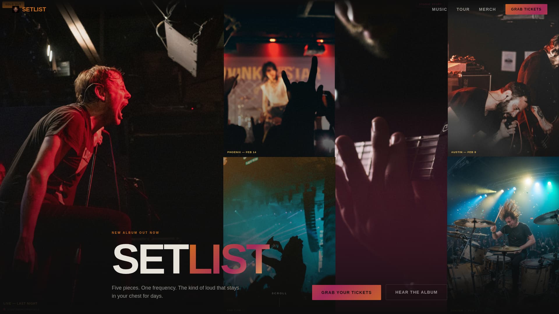 Setlist - Electrifying Band Landing Page Template