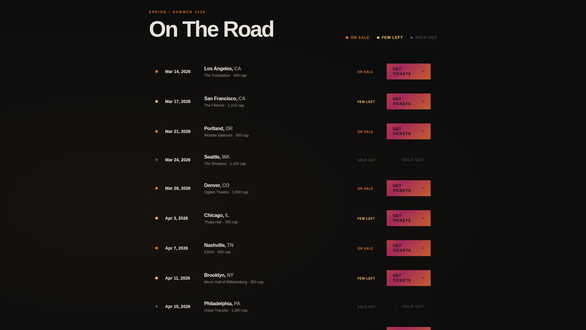 Setlist - Electrifying Band Landing Page Template