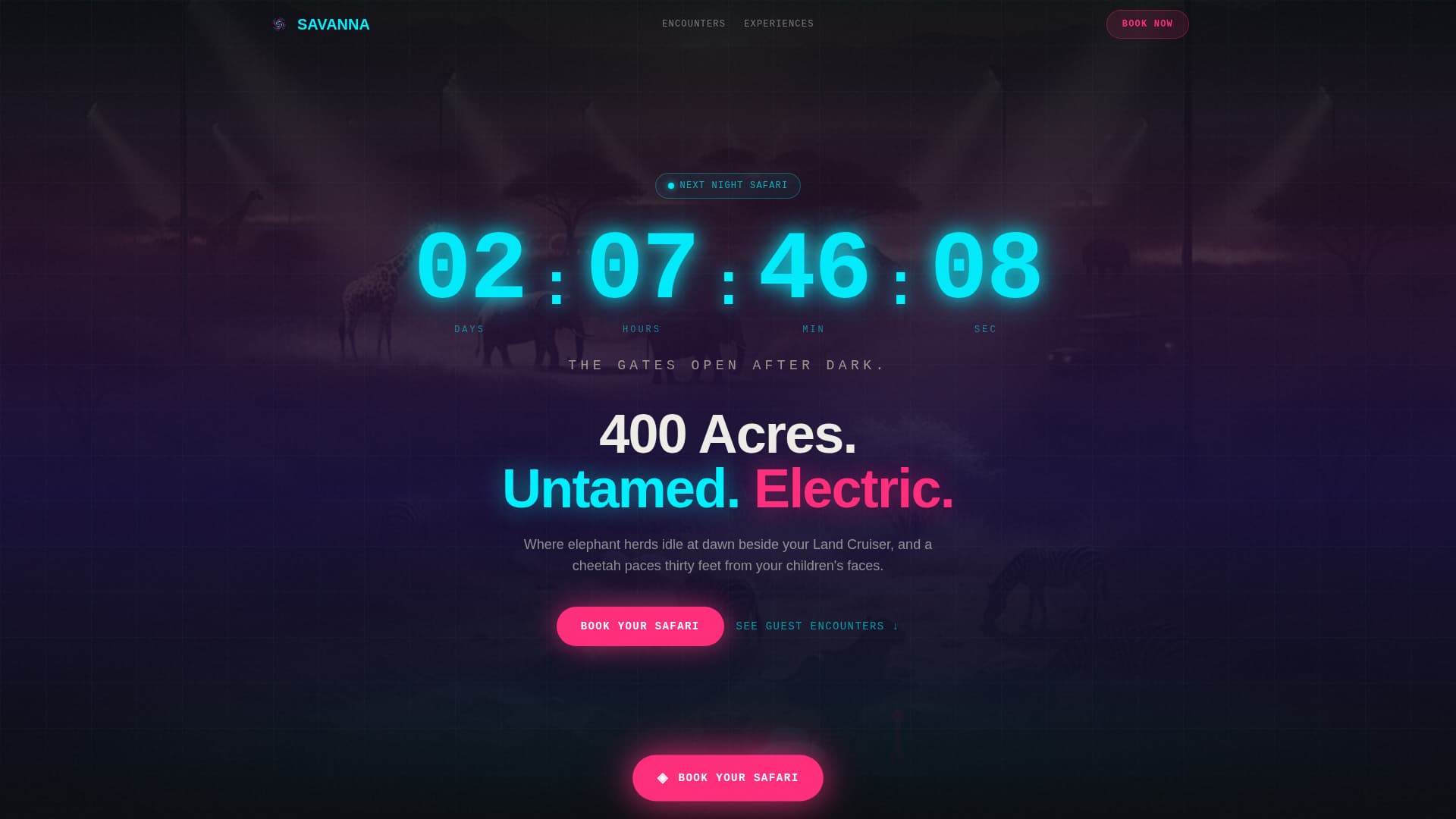 Savanna - Electric Safari Landing Page Template