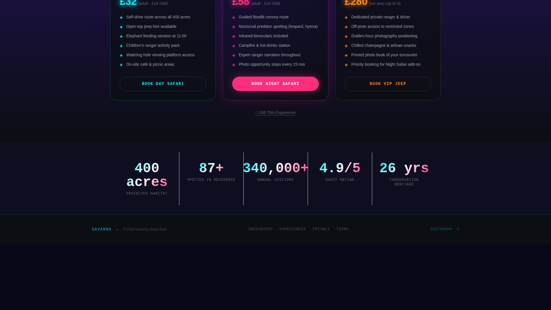 Savanna - Electric Safari Landing Page Template