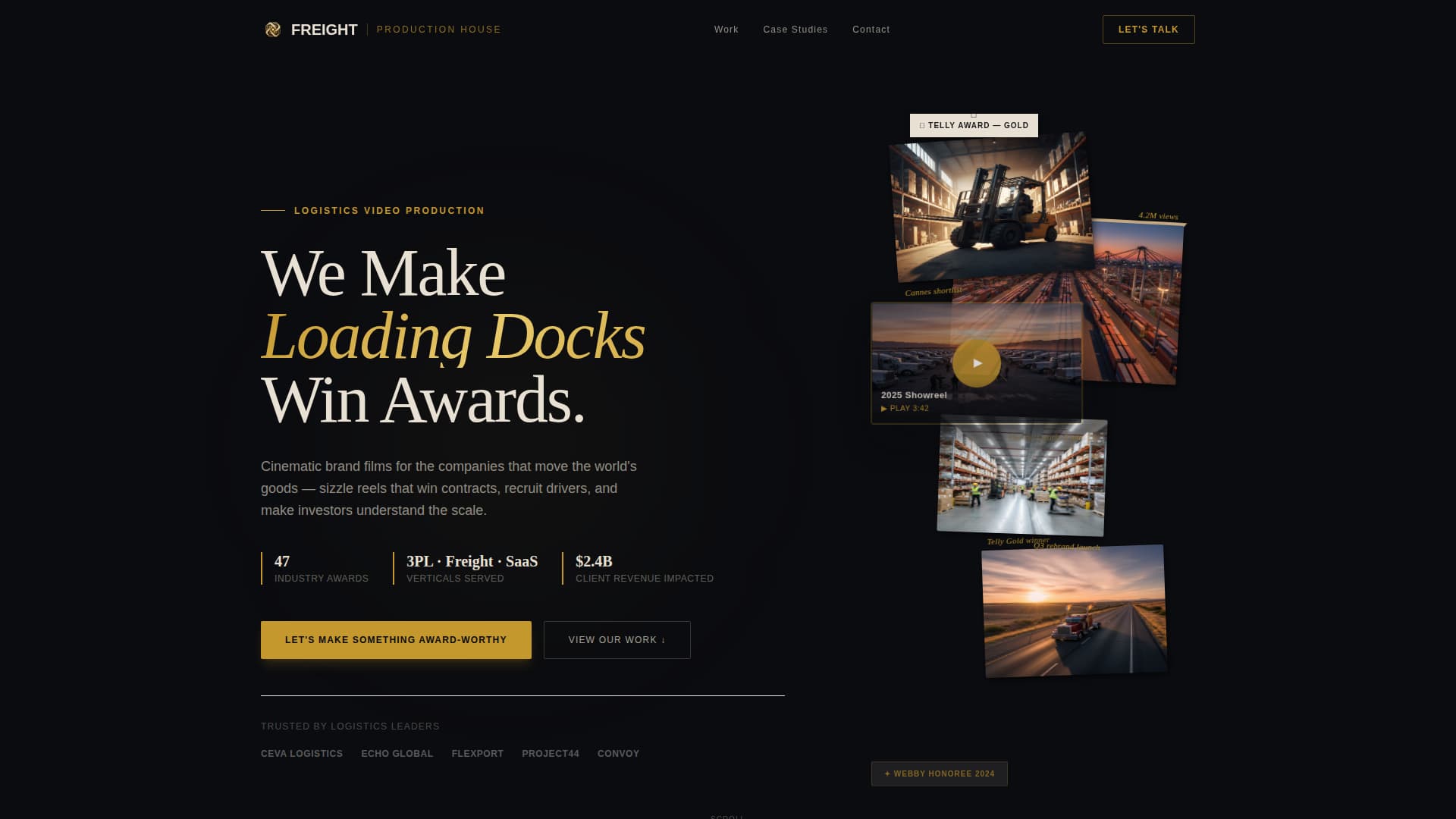 Freight - Cinematic Logistics Landing Page Template